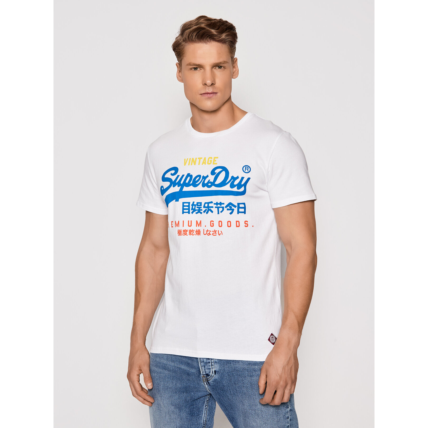 Superdry Тишърт Vl Tri Tee 220 M1011003A Бял Regular Fit - Pepit.bg