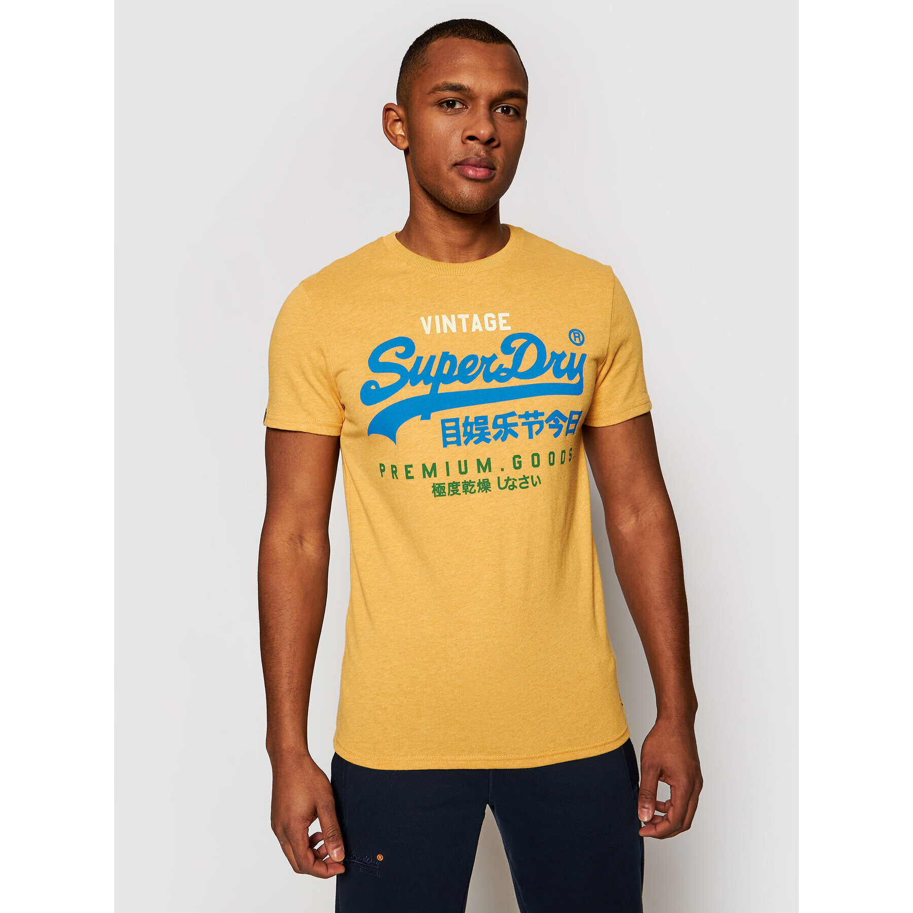 Superdry Тишърт Vl Tri Tee 220 M1011003A Жълт Regular Fit - Pepit.bg