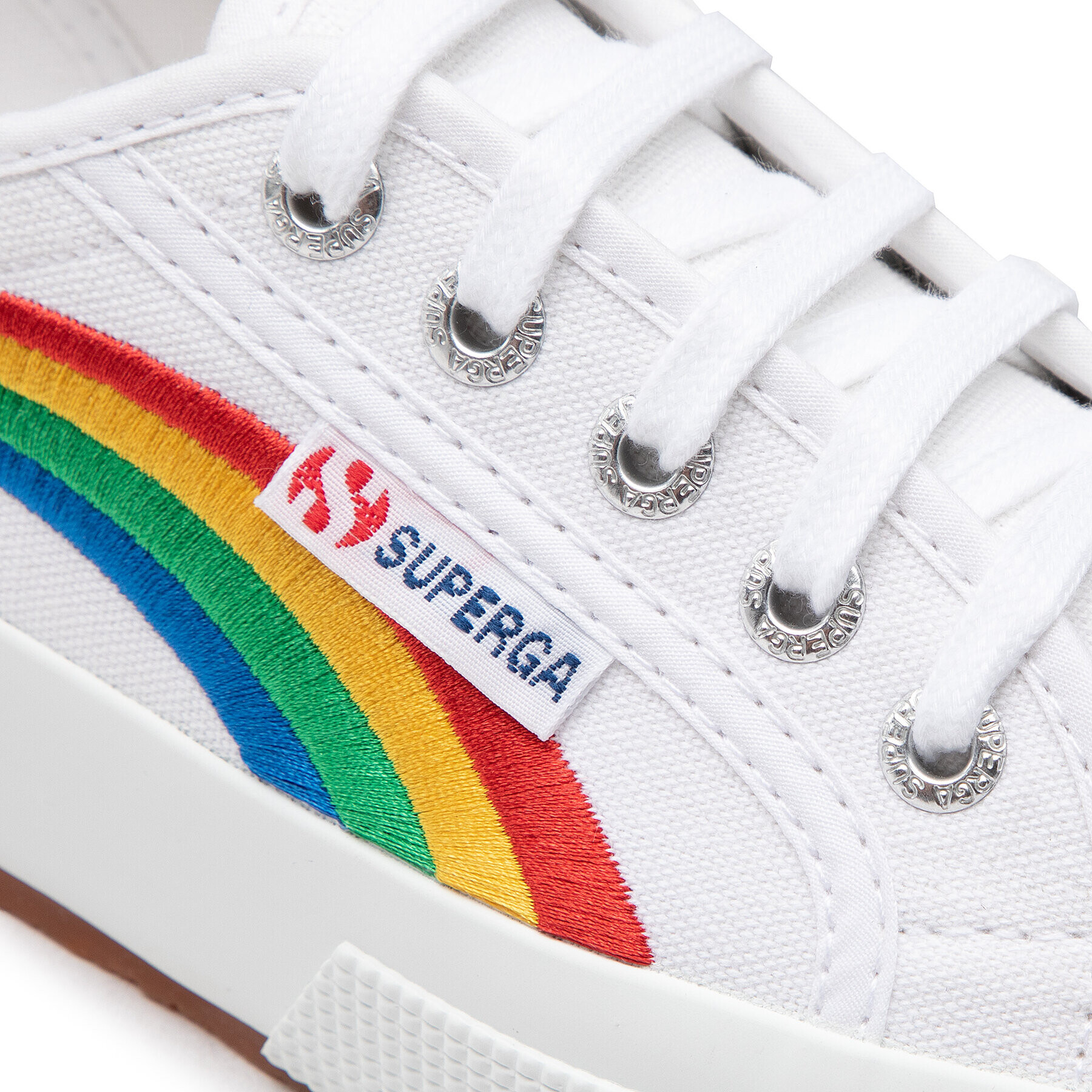 Superga Гуменки 2750 Rainbow Embroidery S81281W Бял - Pepit.bg