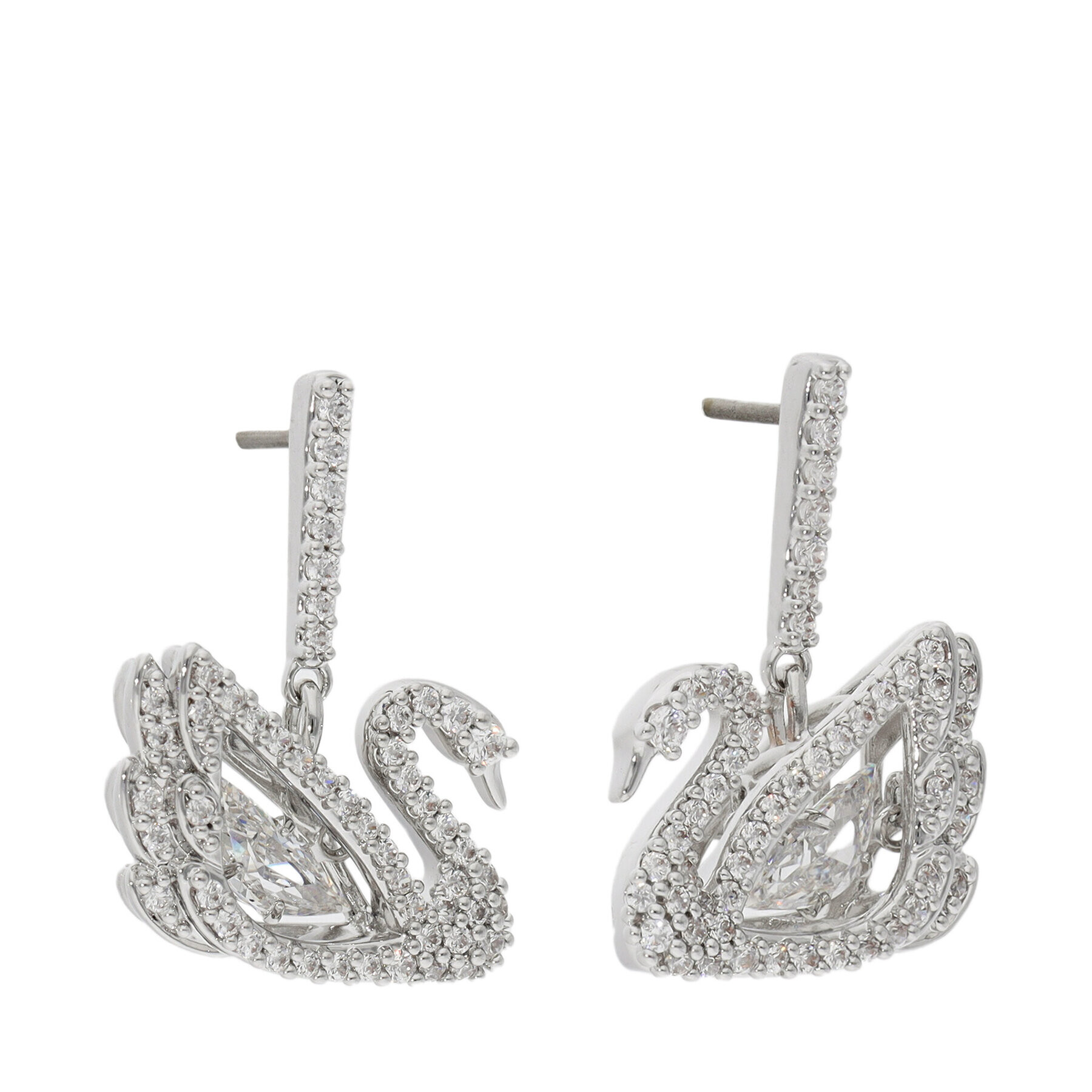 Swarovski Обици DANCING SWAN 5514420 Сребрист - Pepit.bg