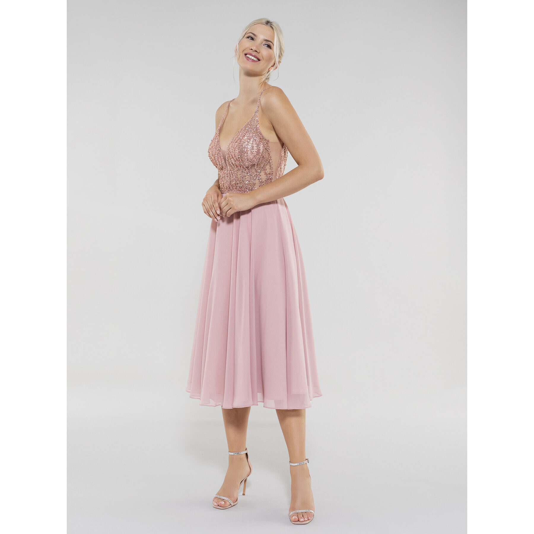 Swing Коктейлна рокля 5AC10600 Розов Regular Fit - Pepit.bg