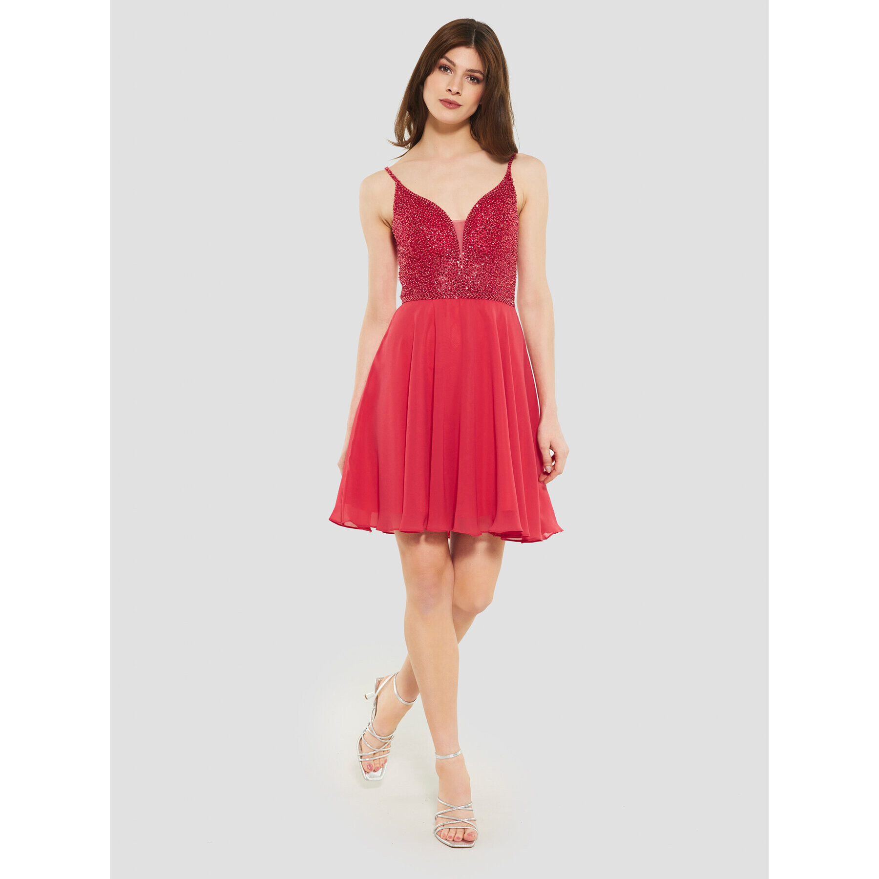 Swing Коктейлна рокля 5AE19300 Червен Slim Fit - Pepit.bg