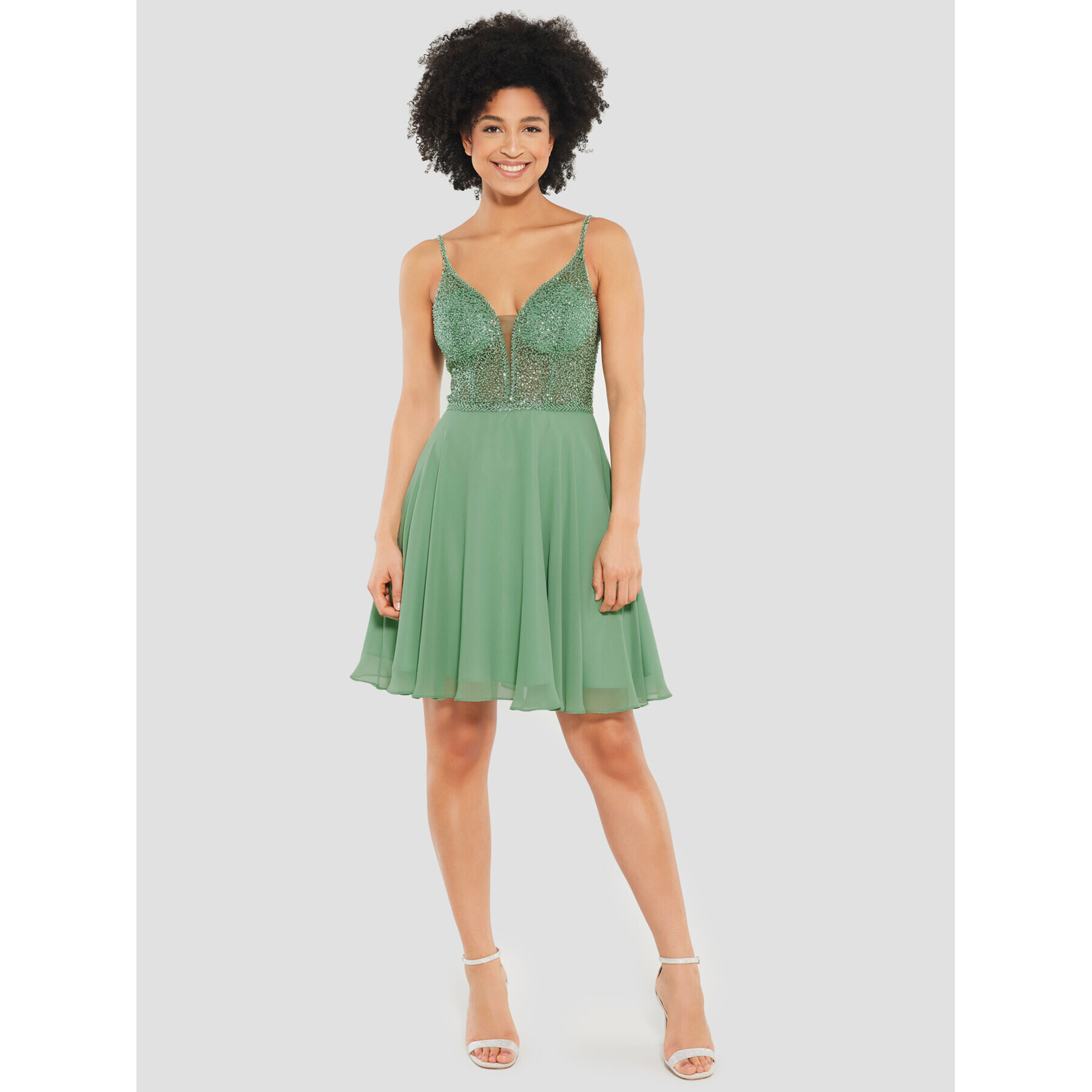 Swing Коктейлна рокля 5AE19300 Зелен Slim Fit - Pepit.bg