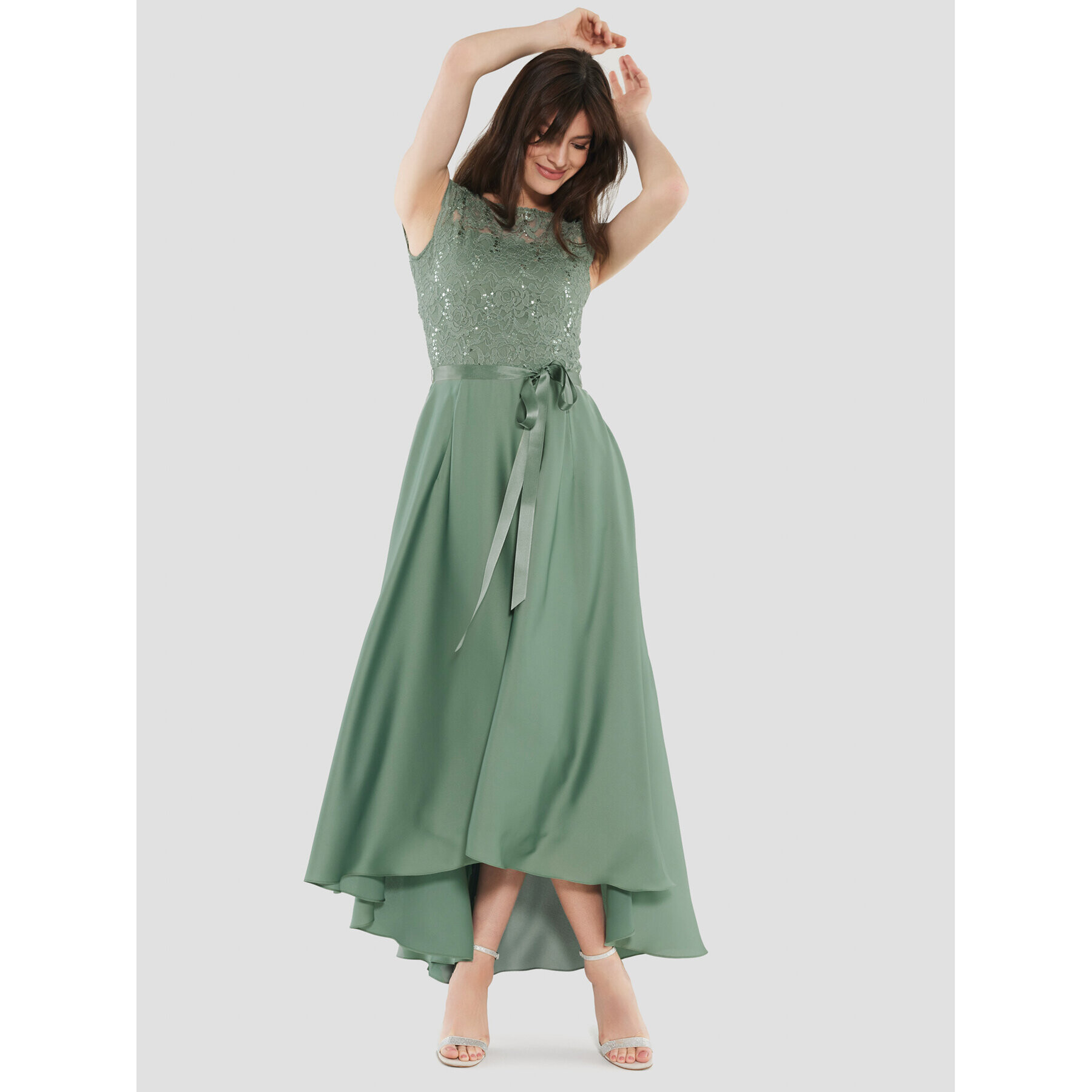 Swing Коктейлна рокля 5AF04500 Зелен Regular Fit - Pepit.bg