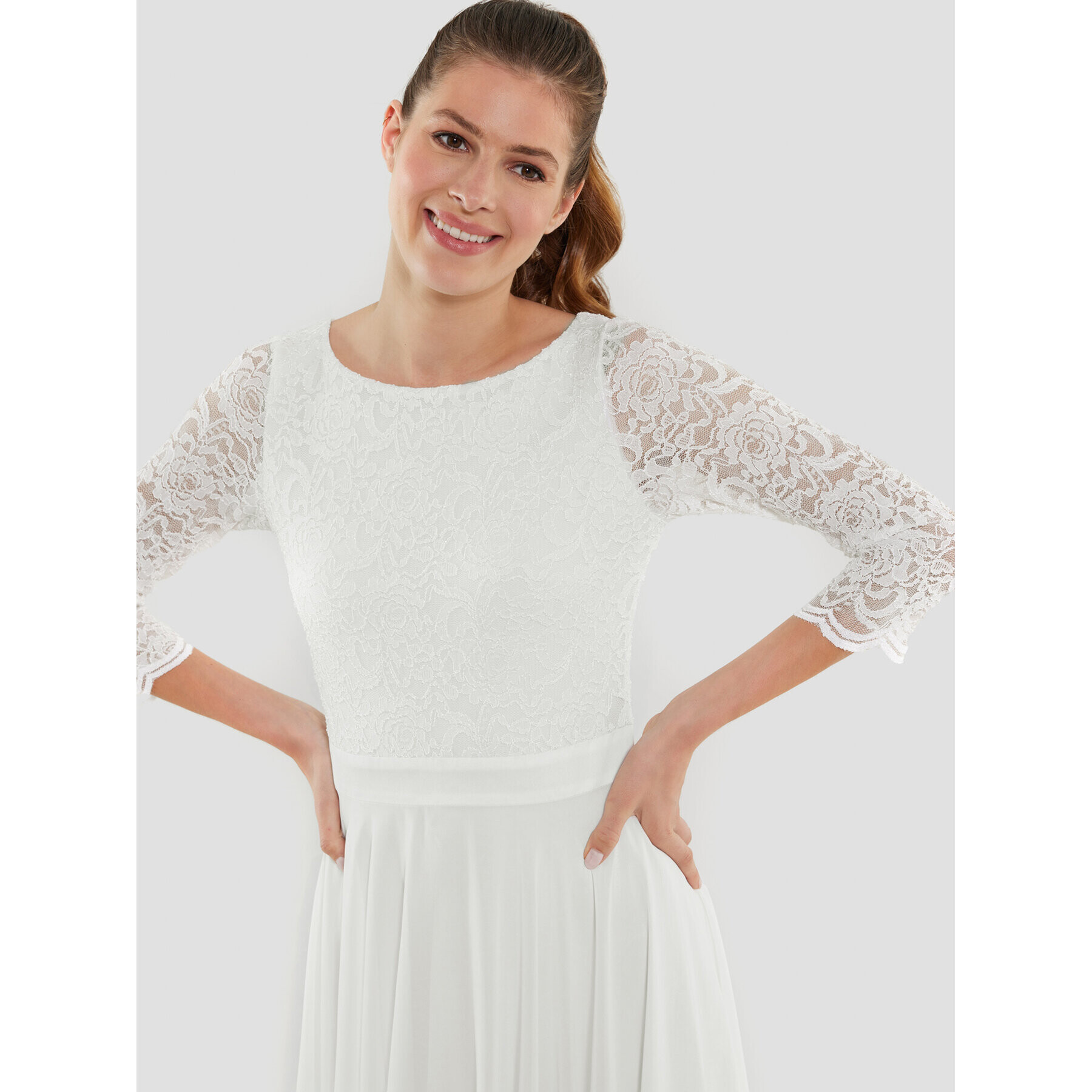 Swing Коктейлна рокля 77761710 Бял Regular Fit - Pepit.bg