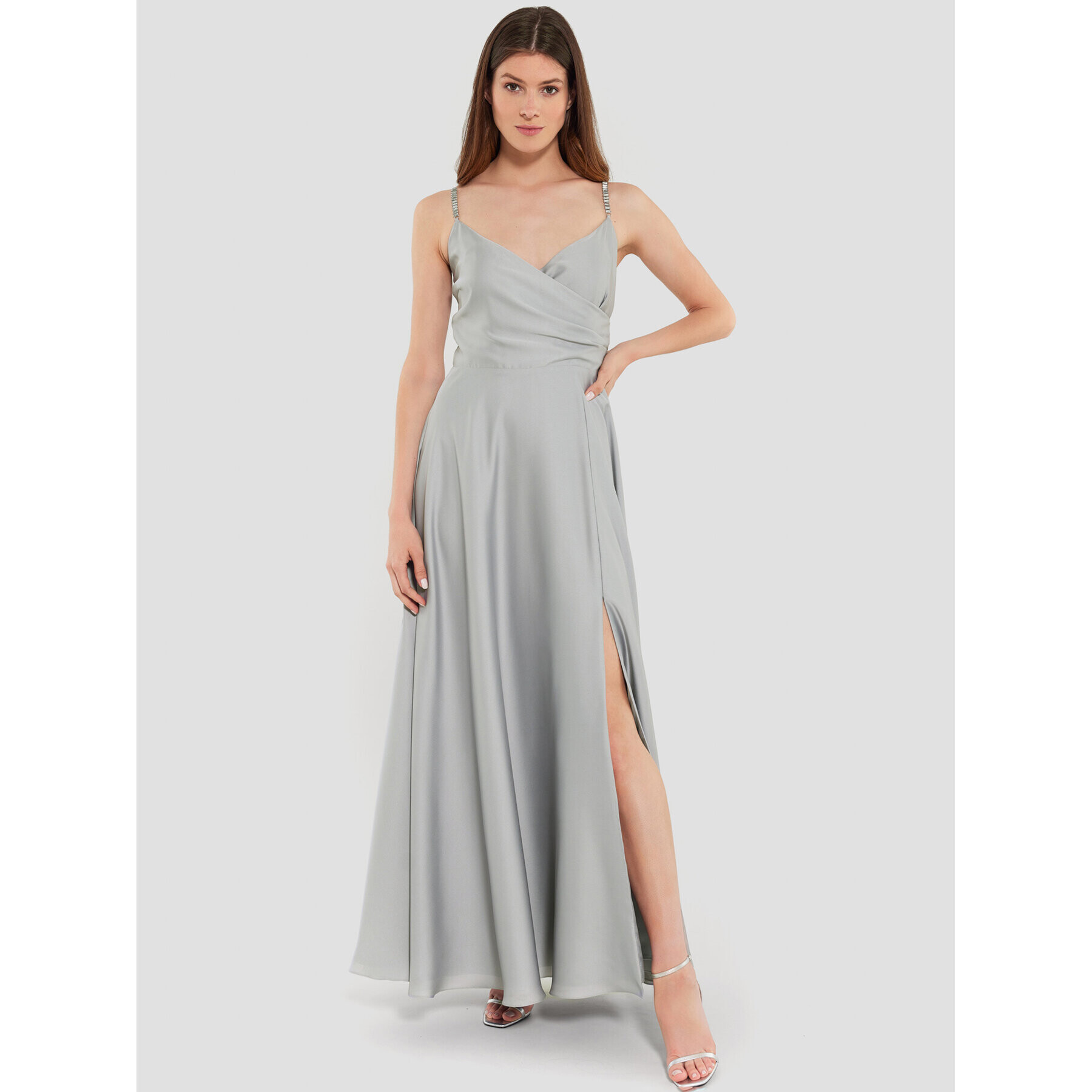 Swing Официална рокля 5AE12300 Сив Slim Fit - Pepit.bg