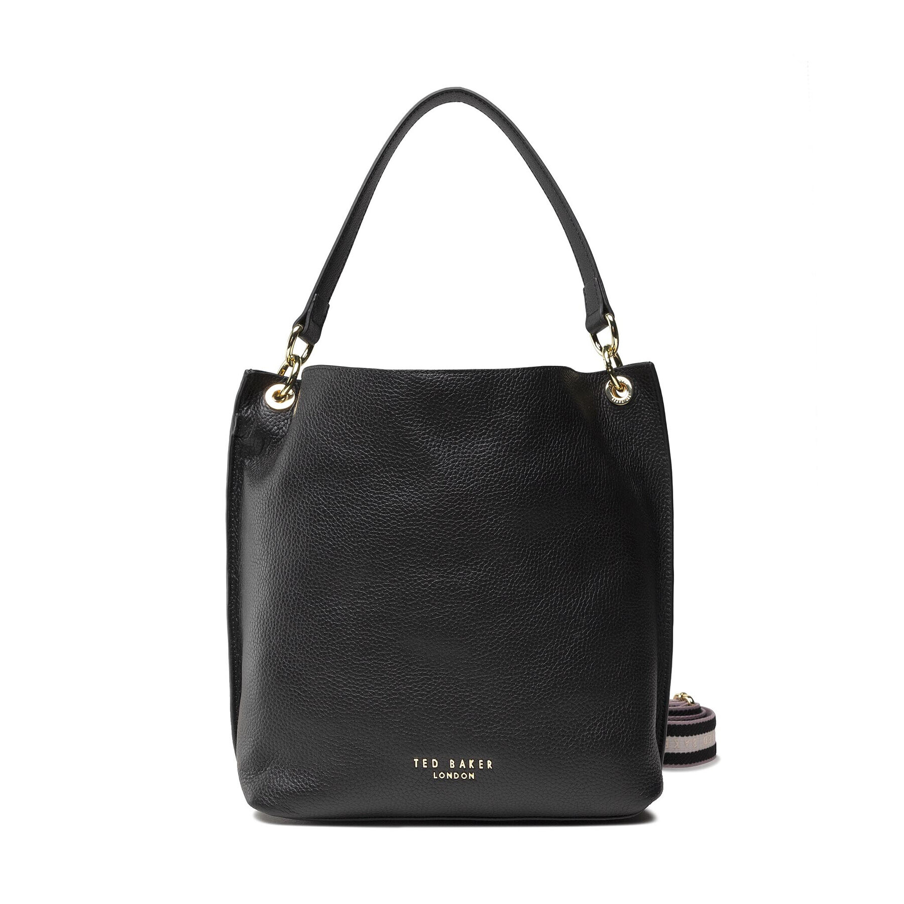 Ted Baker Дамска чанта Branded Webbing Strap Hobo Bag 252575 Черен - Pepit.bg