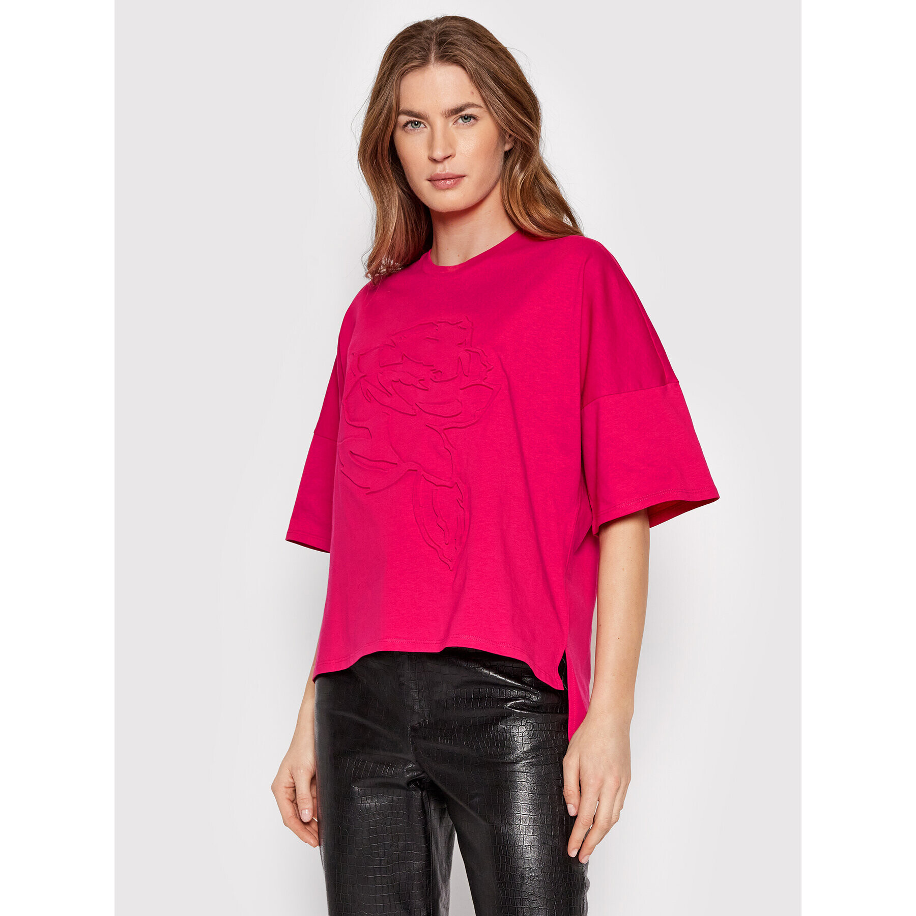 Ted Baker Тишърт Debossed Flower 258356 Розов Relaxed Fit - Pepit.bg