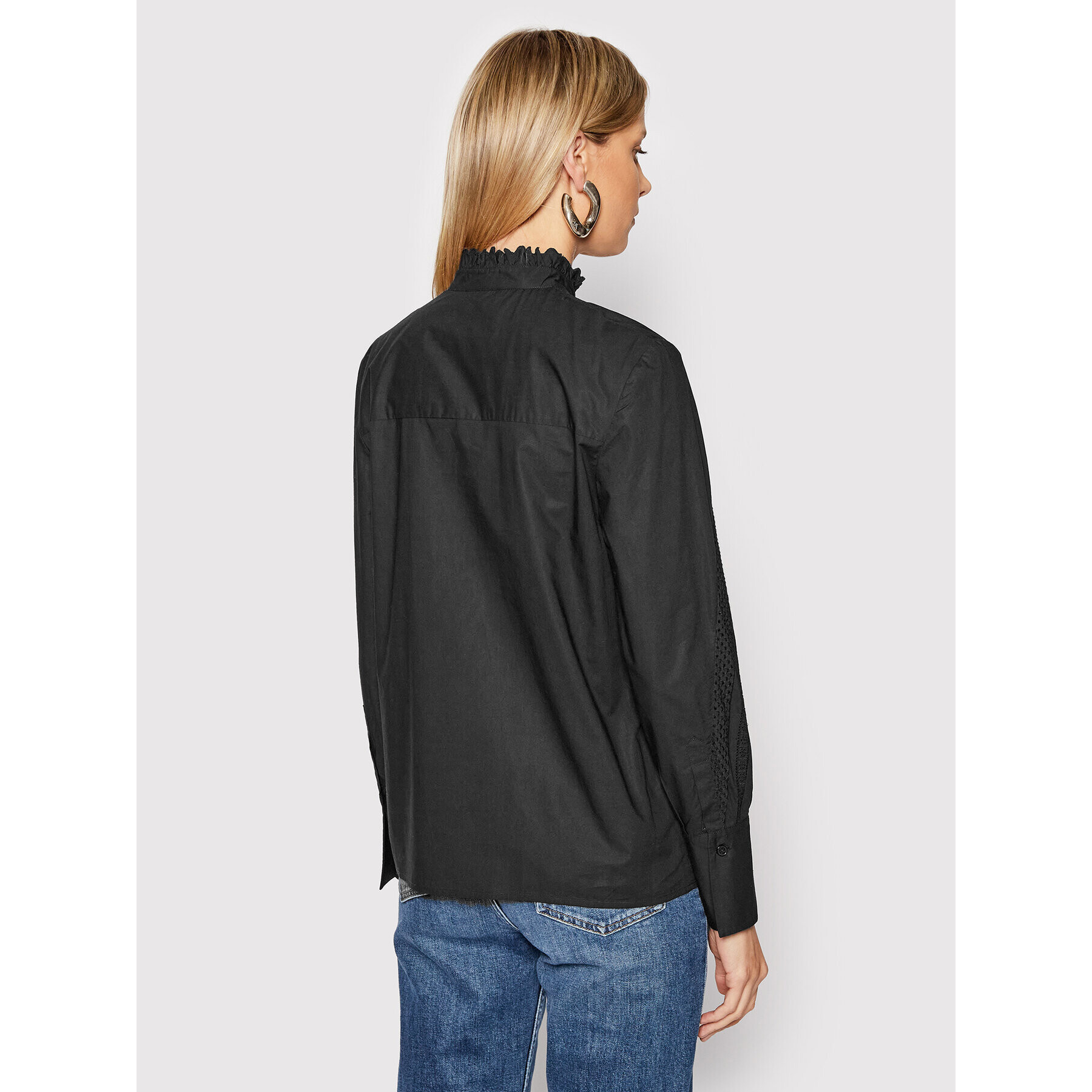 The Kooples Блуза Plastron FTOP23048K Черен Regular Fit - Pepit.bg