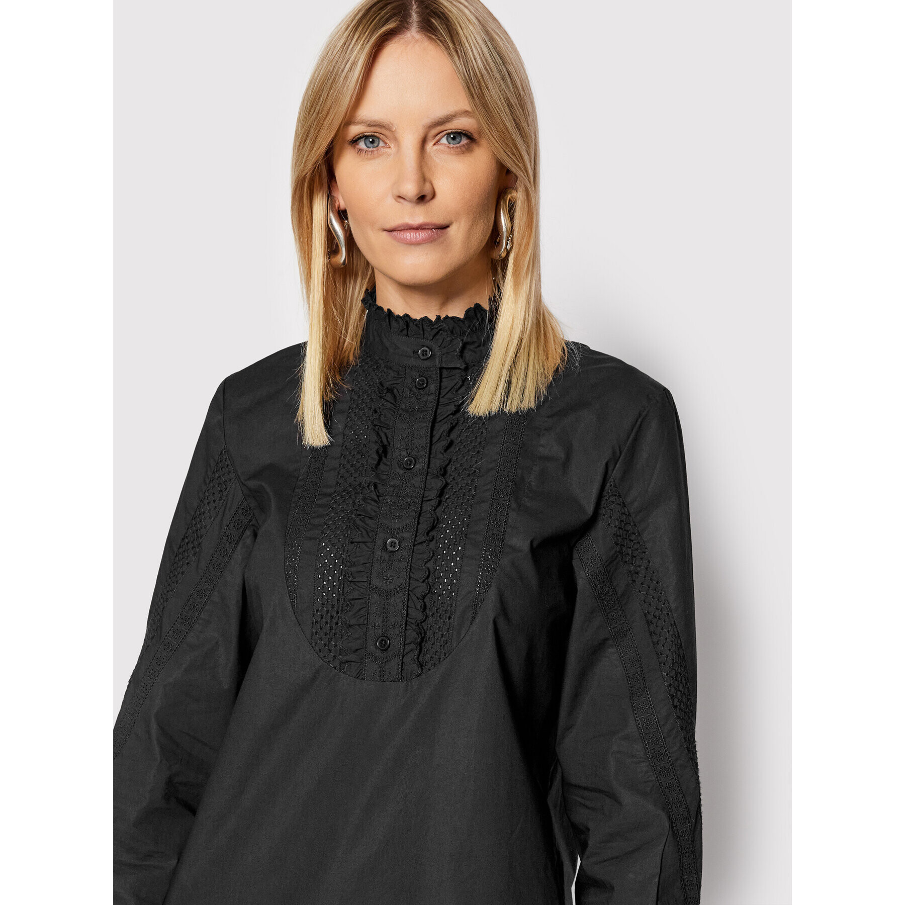 The Kooples Блуза Plastron FTOP23048K Черен Regular Fit - Pepit.bg