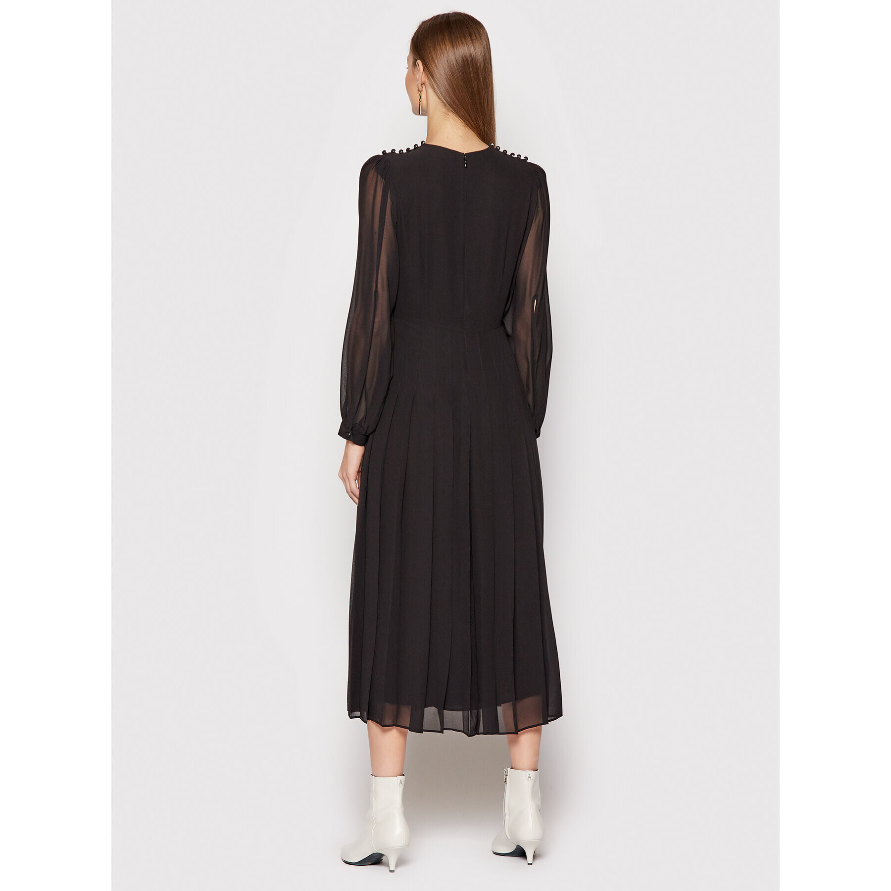 The Kooples Ежедневна рокля Classical Pleats FROB23099K Черен Regular Fit - Pepit.bg