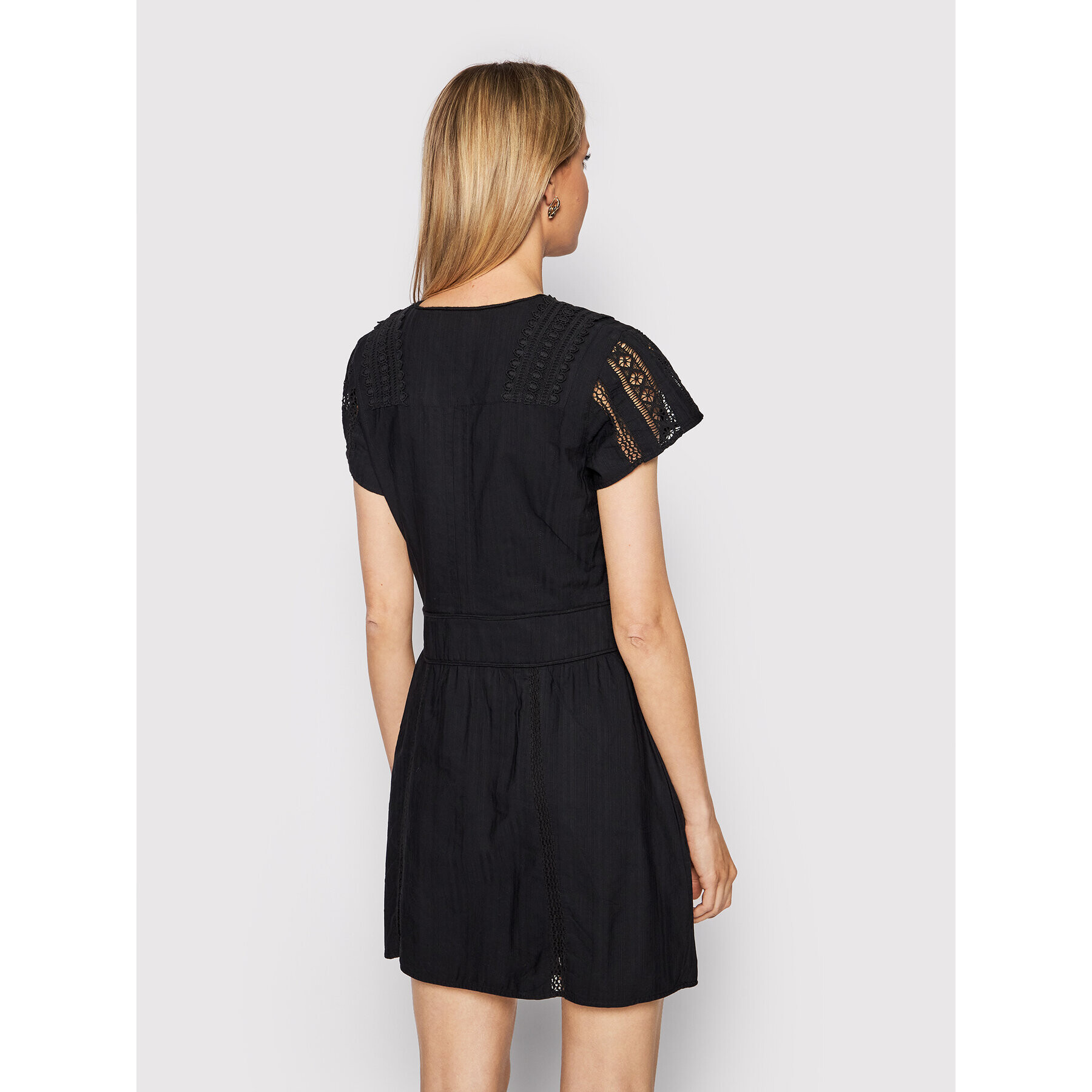 The Kooples Ежедневна рокля English Embroidery FROB24100K Черен Regular Fit - Pepit.bg