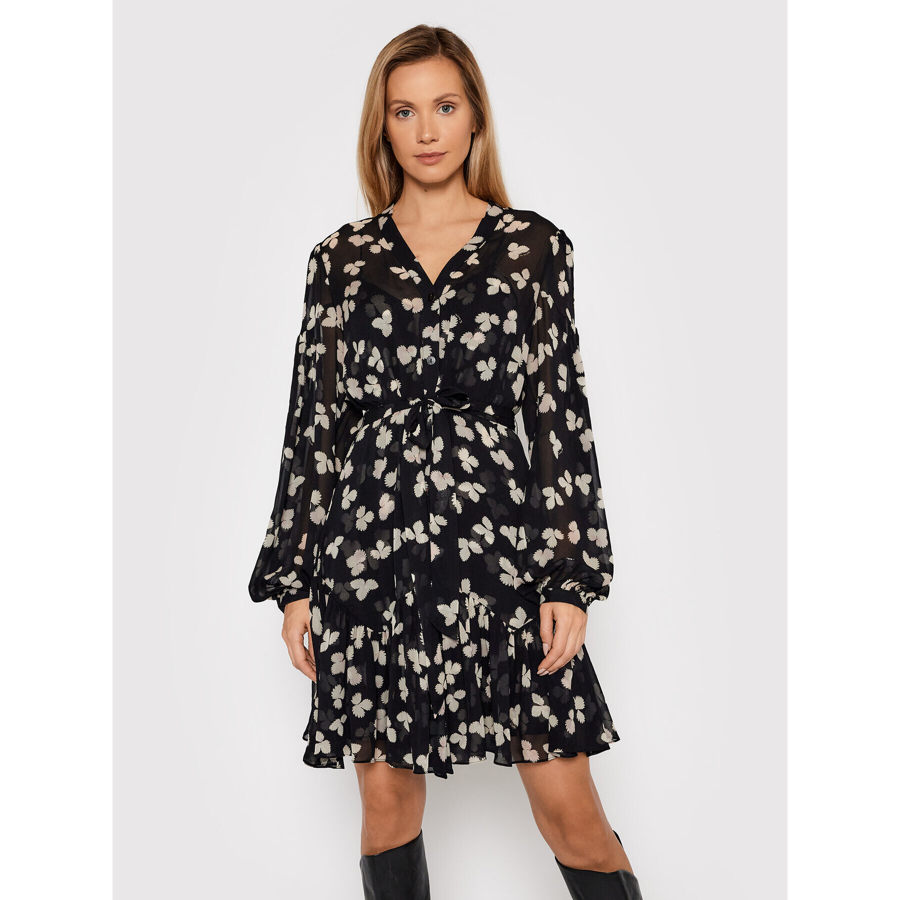 The Kooples Ежедневна рокля Naive Flowers FROB23162K Черен Regular Fit - Pepit.bg