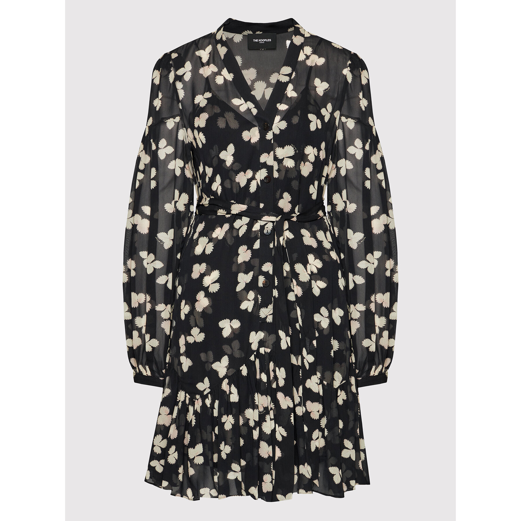 The Kooples Ежедневна рокля Naive Flowers FROB23162K Черен Regular Fit - Pepit.bg