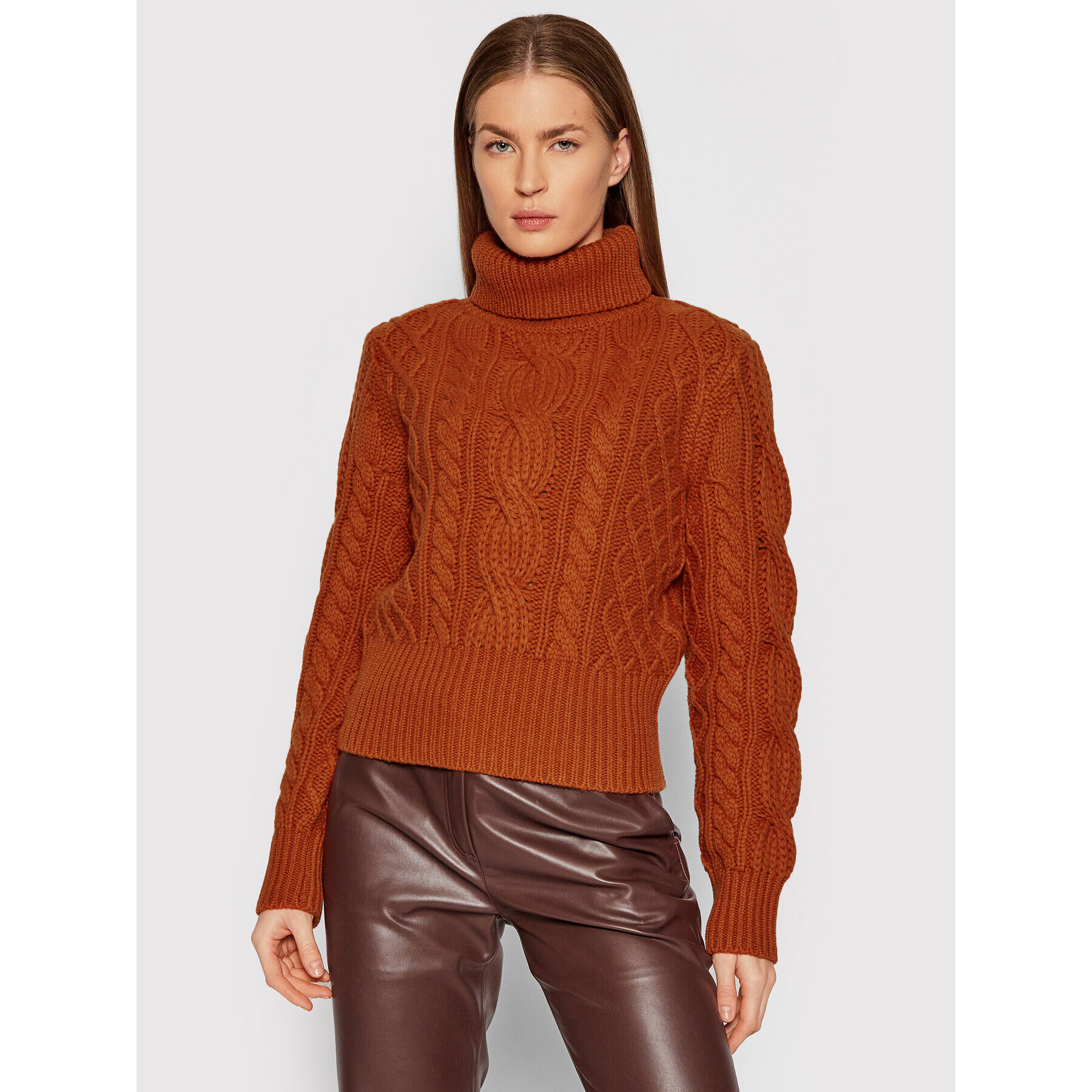 The Kooples Поло Turtleneck FPUL23016K Оранжев Regular Fit - Pepit.bg