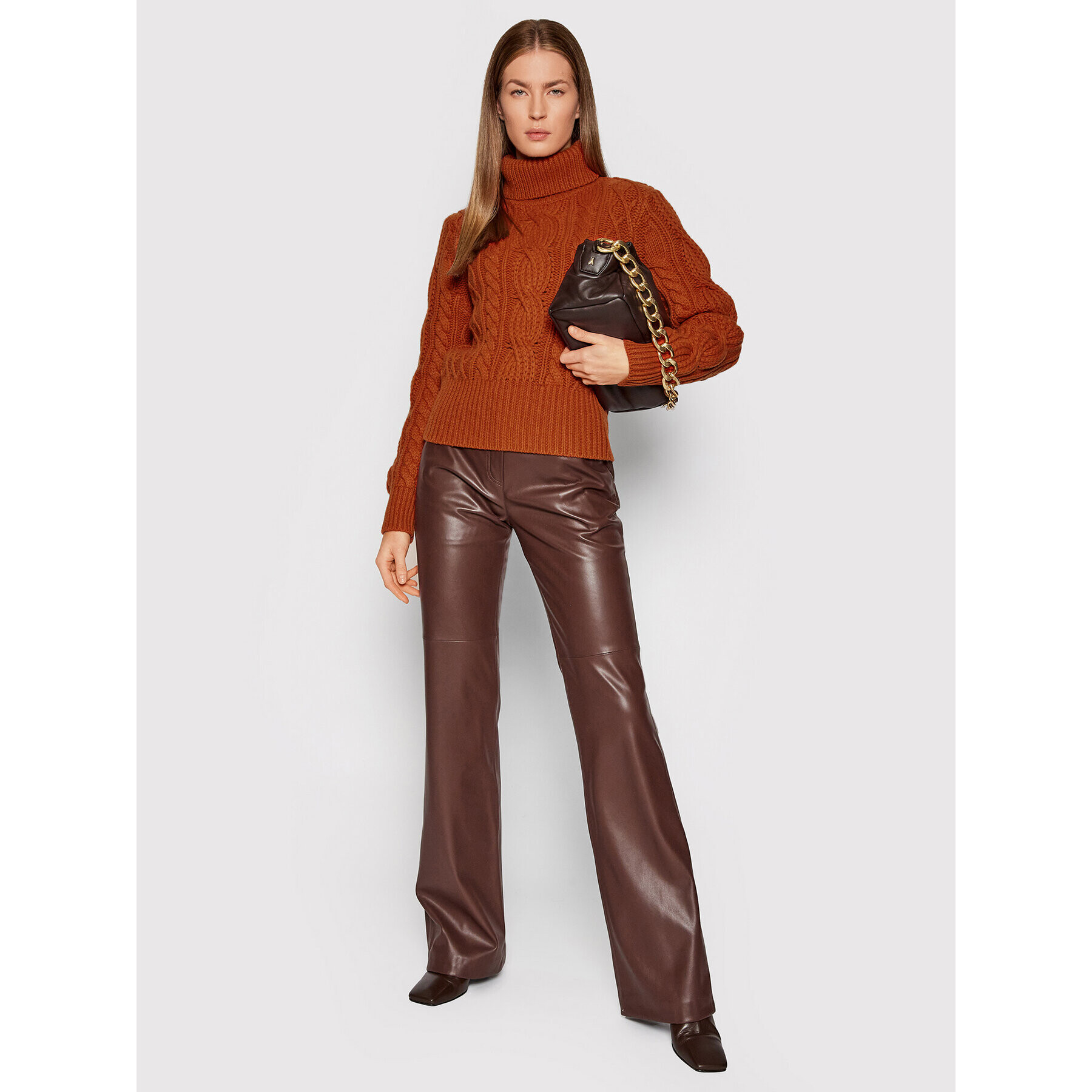 The Kooples Поло Turtleneck FPUL23016K Оранжев Regular Fit - Pepit.bg