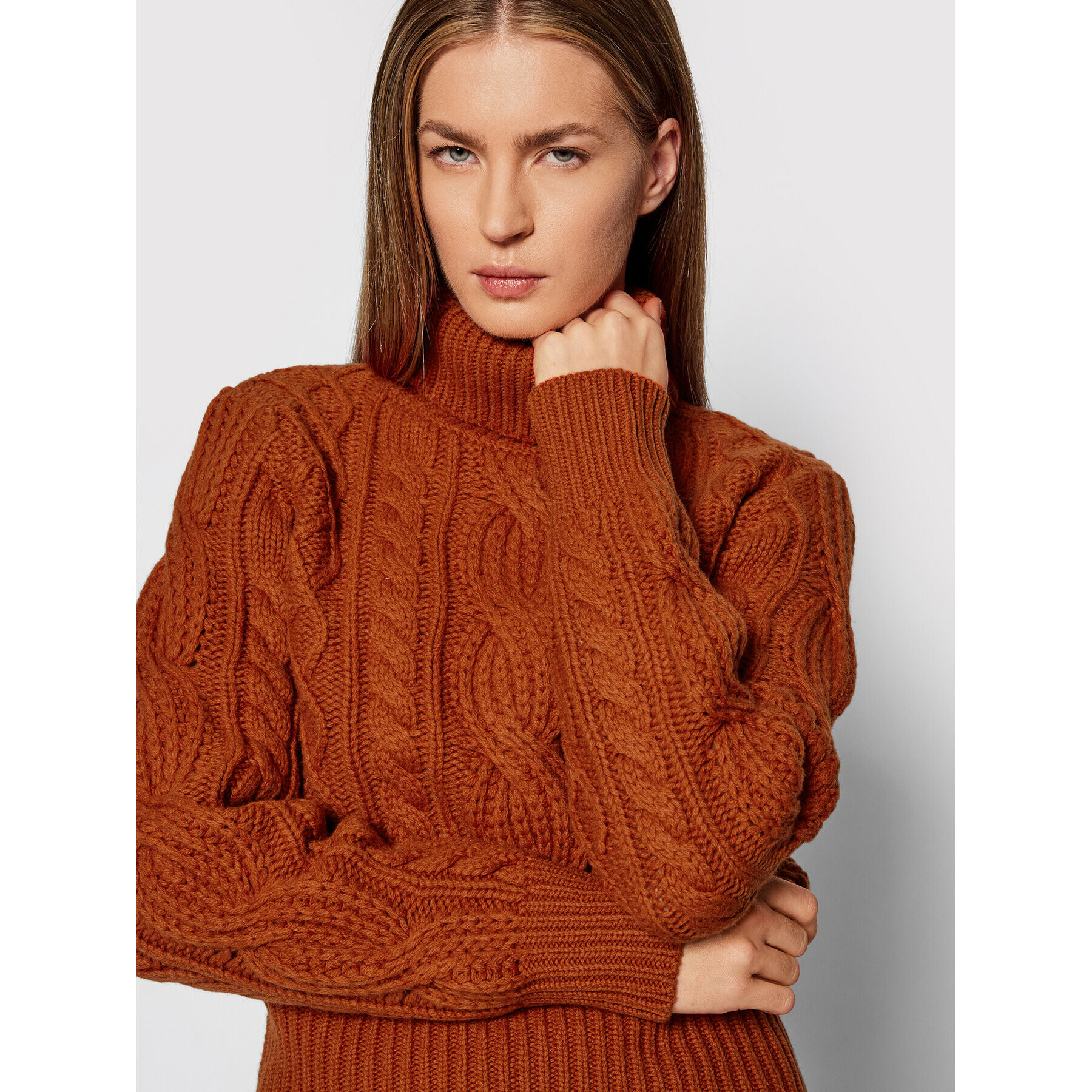 The Kooples Поло Turtleneck FPUL23016K Оранжев Regular Fit - Pepit.bg