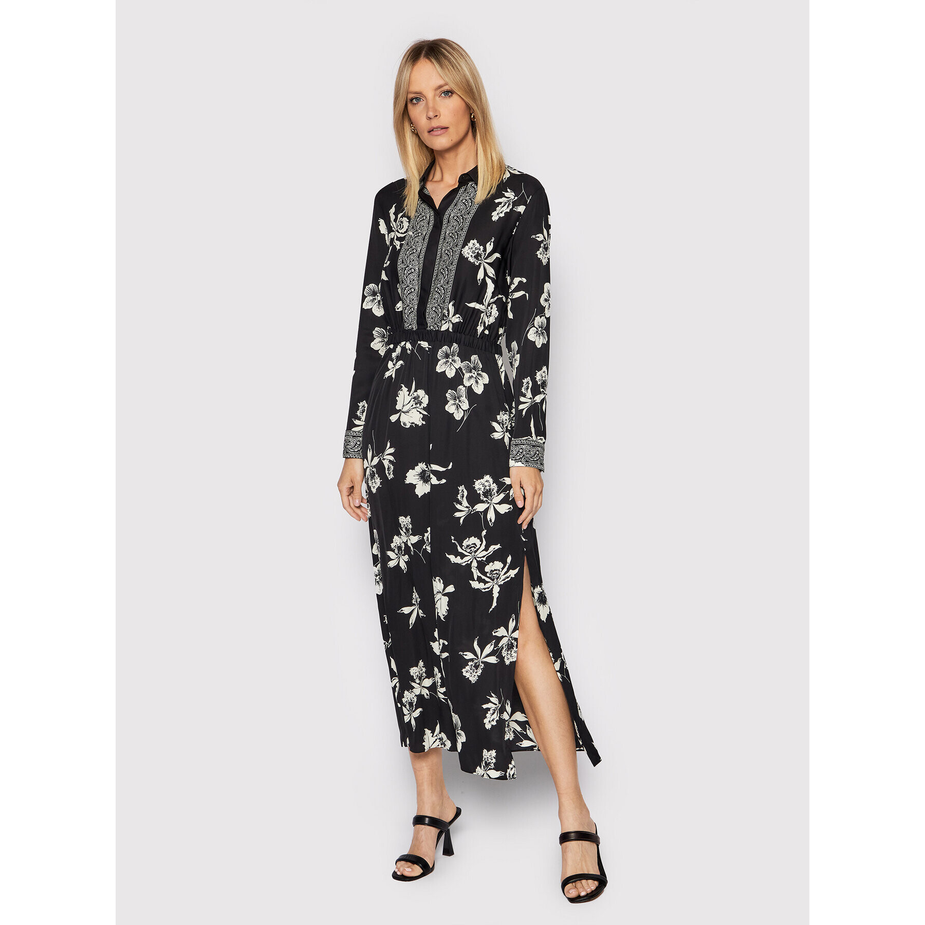 The Kooples Рокля тип риза Orchid Scarf FROB24116K Черен Regular Fit - Pepit.bg