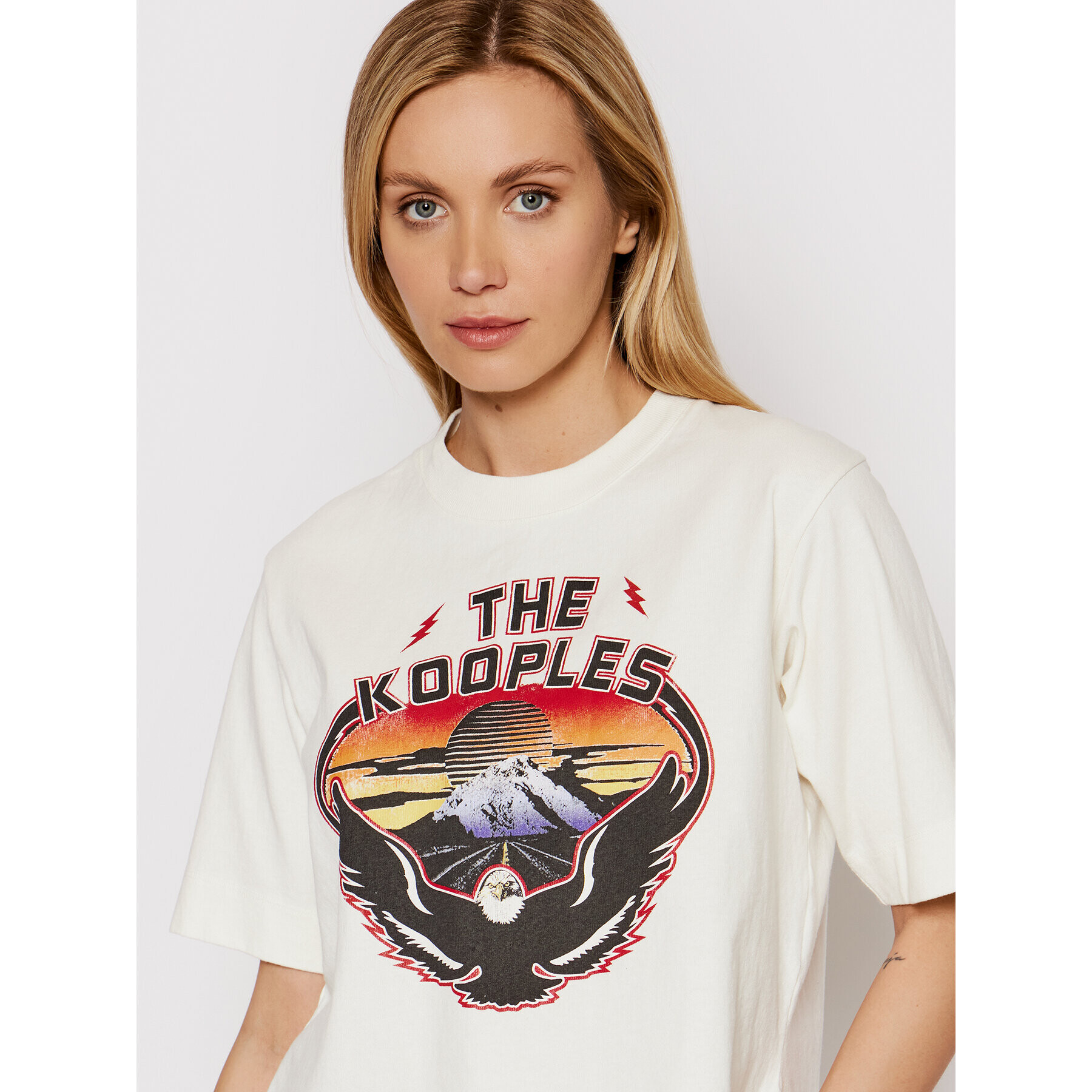 The Kooples Тишърт FTSC24022K Бежов Relaxed Fit - Pepit.bg