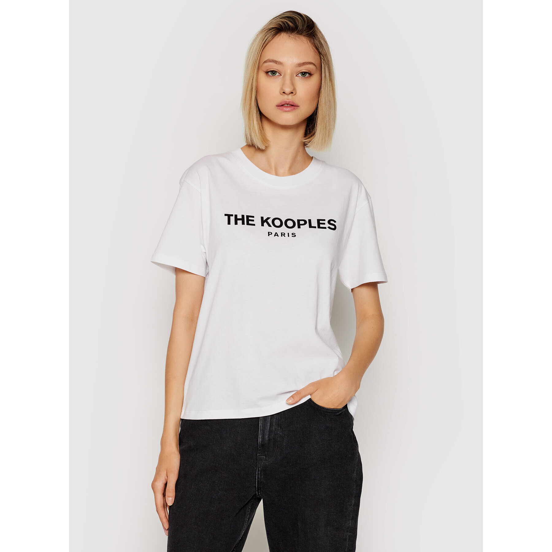 The Kooples Тишърт Jersey Print FTSC20036K Бял Regular Fit - Pepit.bg