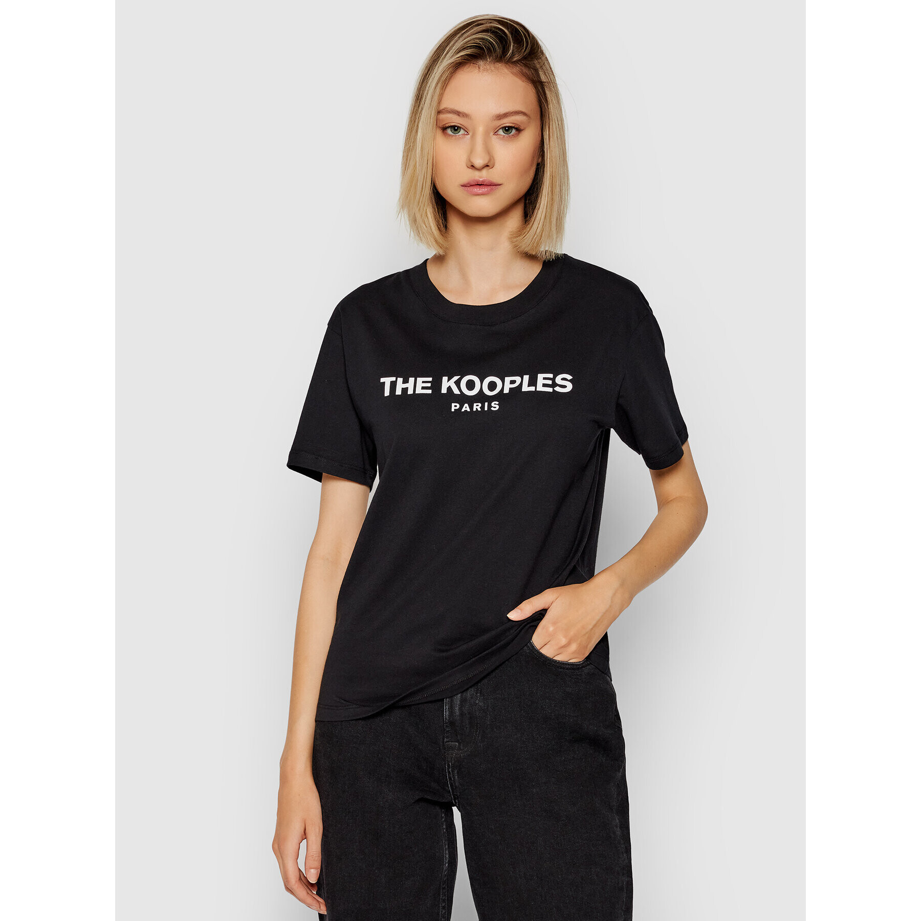 The Kooples Тишърт Jersey Print FTSC20036K Черен Regular Fit - Pepit.bg