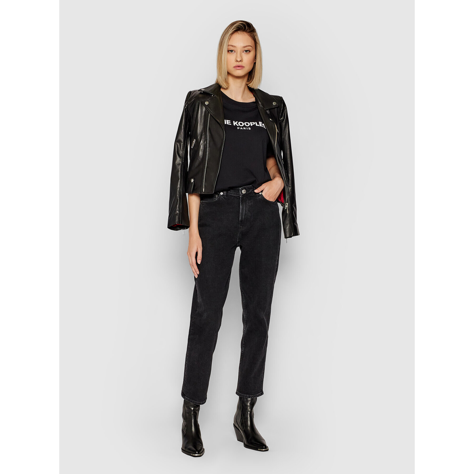 The Kooples Тишърт Jersey Print FTSC20036K Черен Regular Fit - Pepit.bg