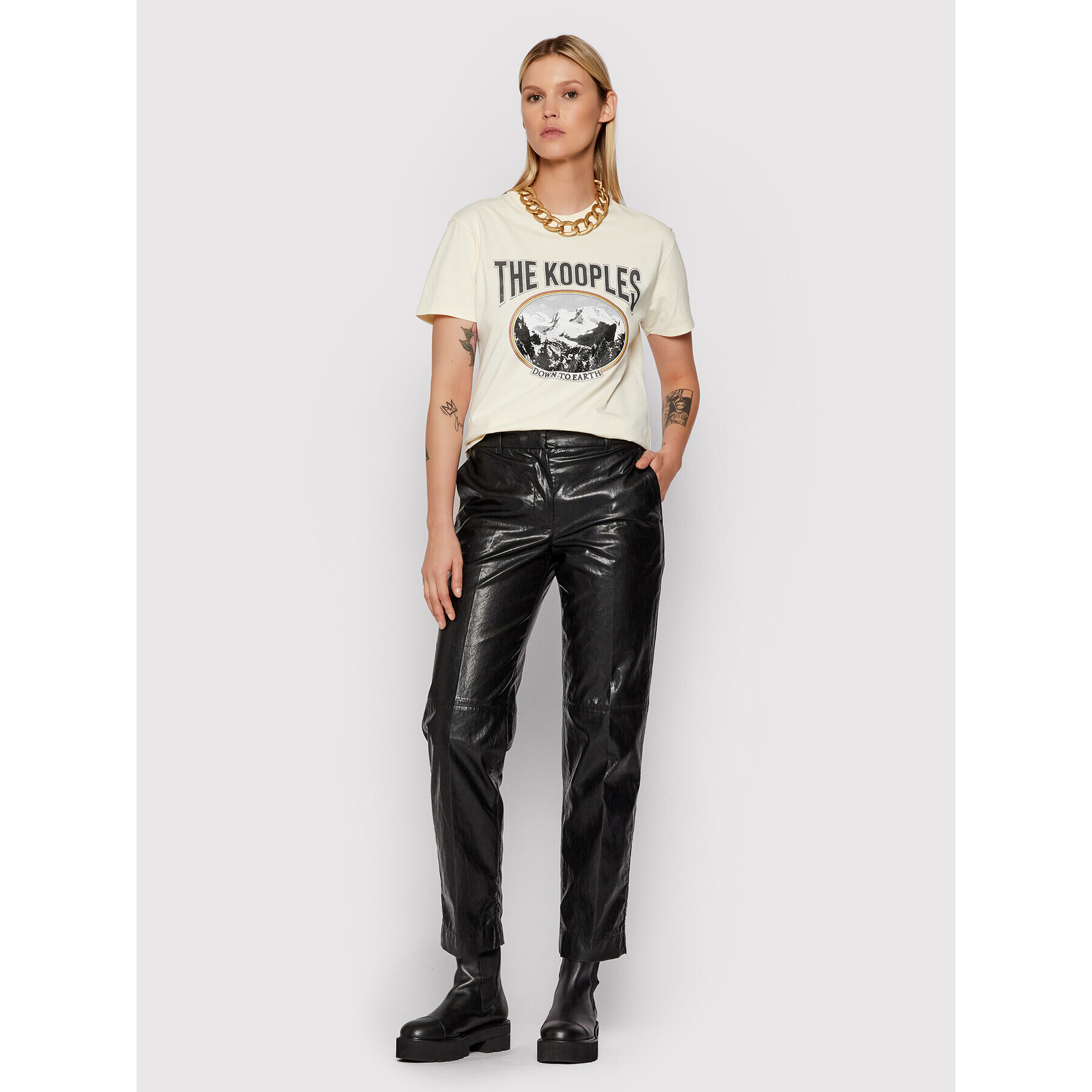 The Kooples Тишърт Print FTSC23030K Жълт Regular Fit - Pepit.bg