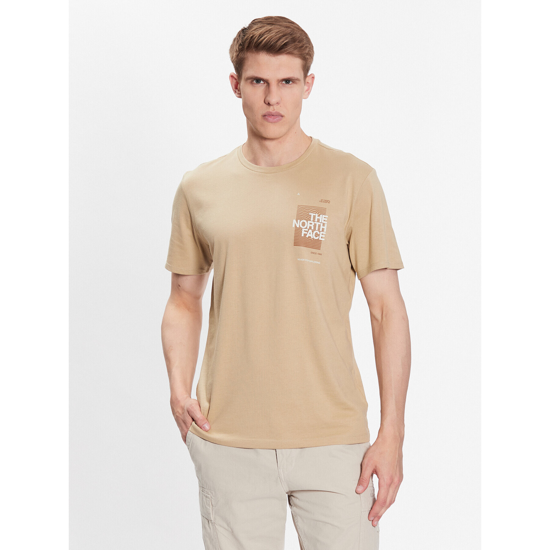 The North Face Тишърт Foundation Graphic NF0A55EF Каки Regular Fit - Pepit.bg