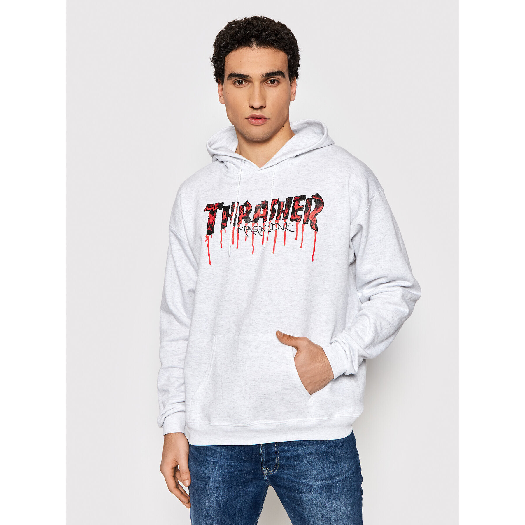 Thrasher Суитшърт Blood Drip Сив Regular Fit - Pepit.bg