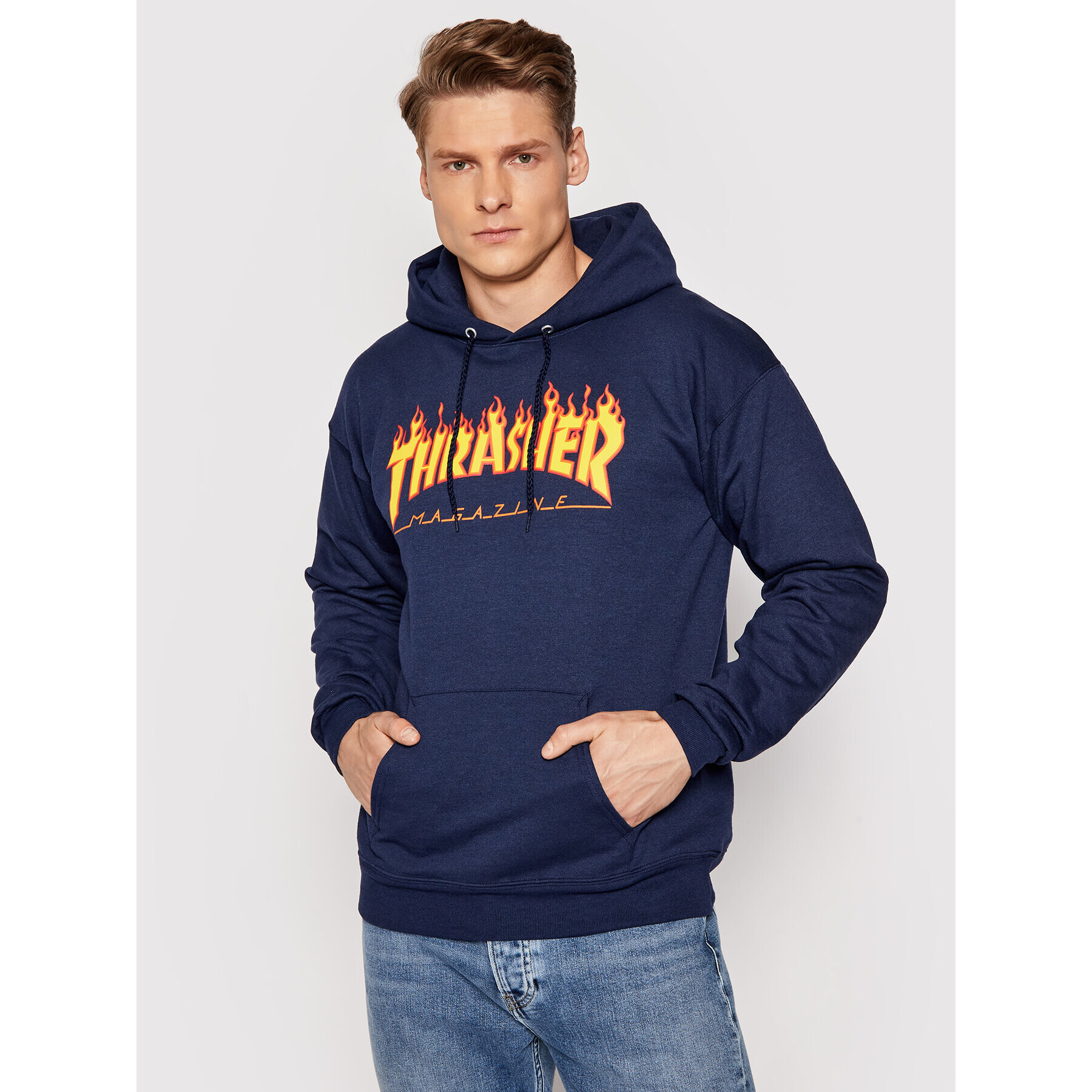 Thrasher Суитшърт Flame Тъмносин Regular Fit - Pepit.bg