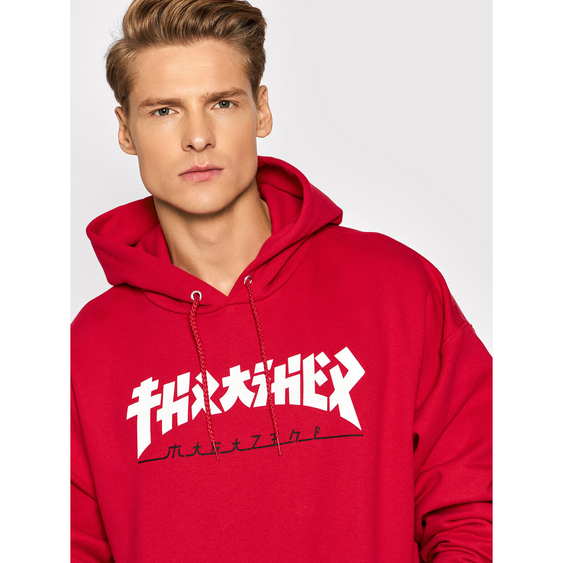 Thrasher Суитшърт Hood Godzilla 102020387 Червен Regular Fit - Pepit.bg