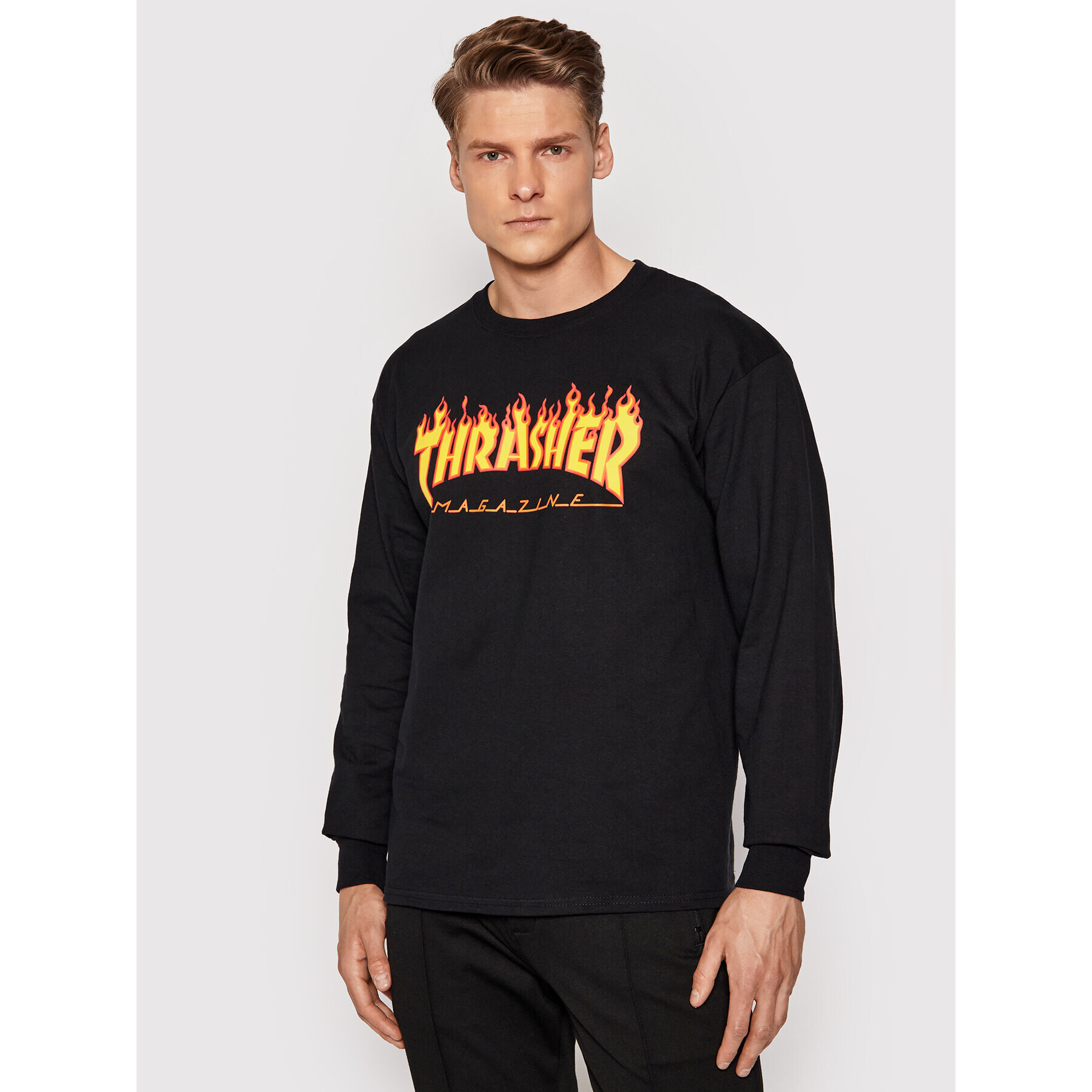 Thrasher Тениска с дълъг ръкав Flame Черен Regular Fit - Pepit.bg