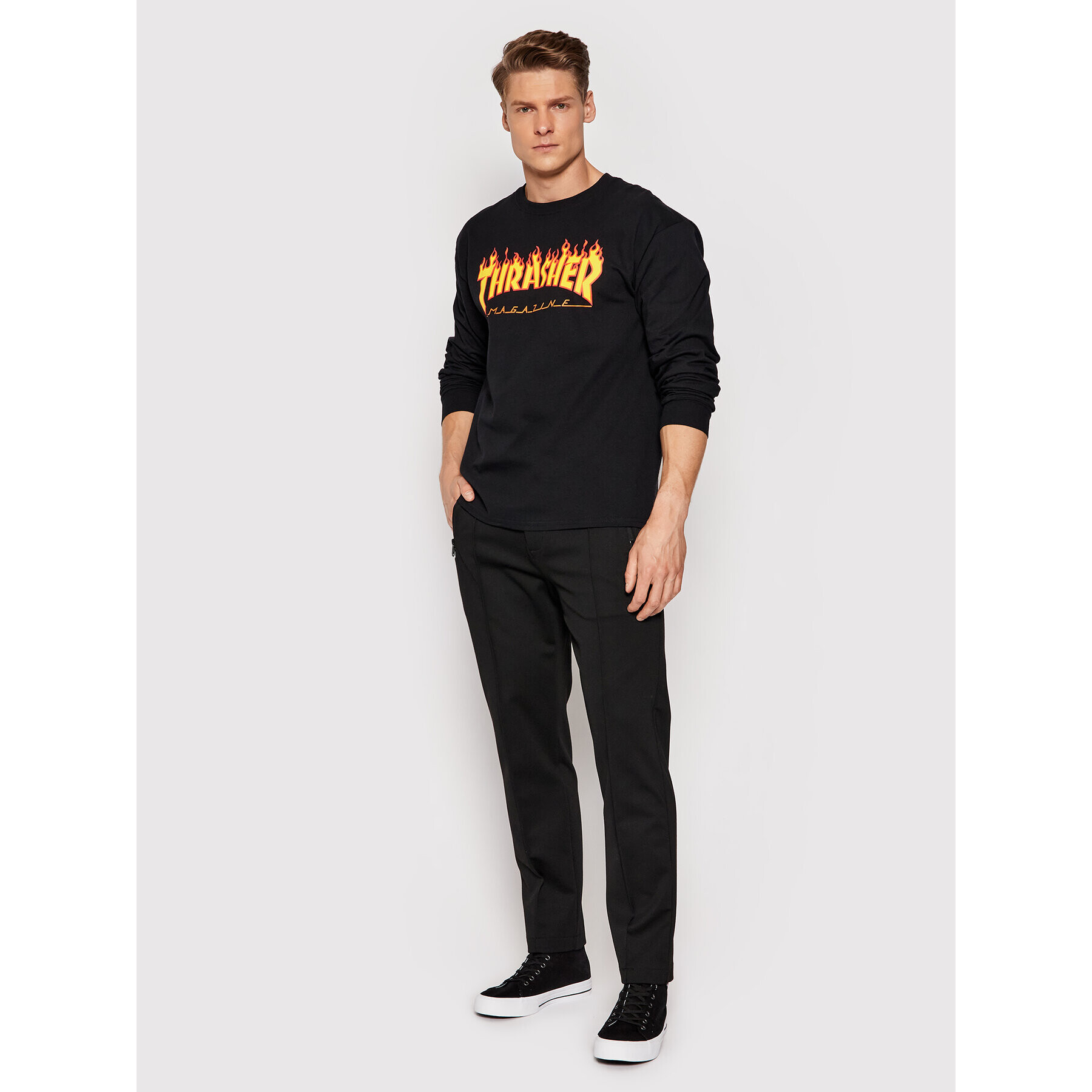 Thrasher Тениска с дълъг ръкав Flame Черен Regular Fit - Pepit.bg