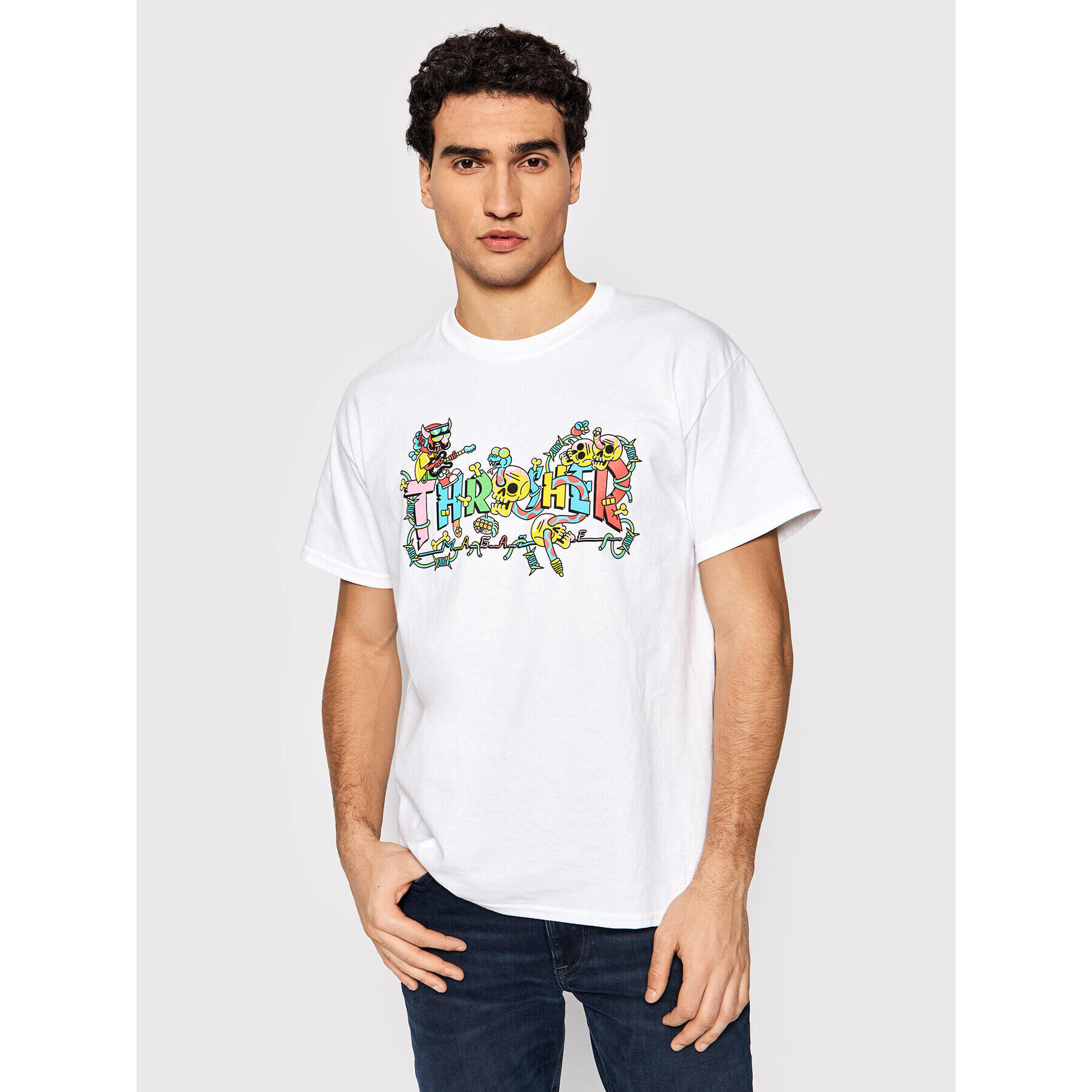 Thrasher Тишърт Devil's Music Бял Regular Fit - Pepit.bg