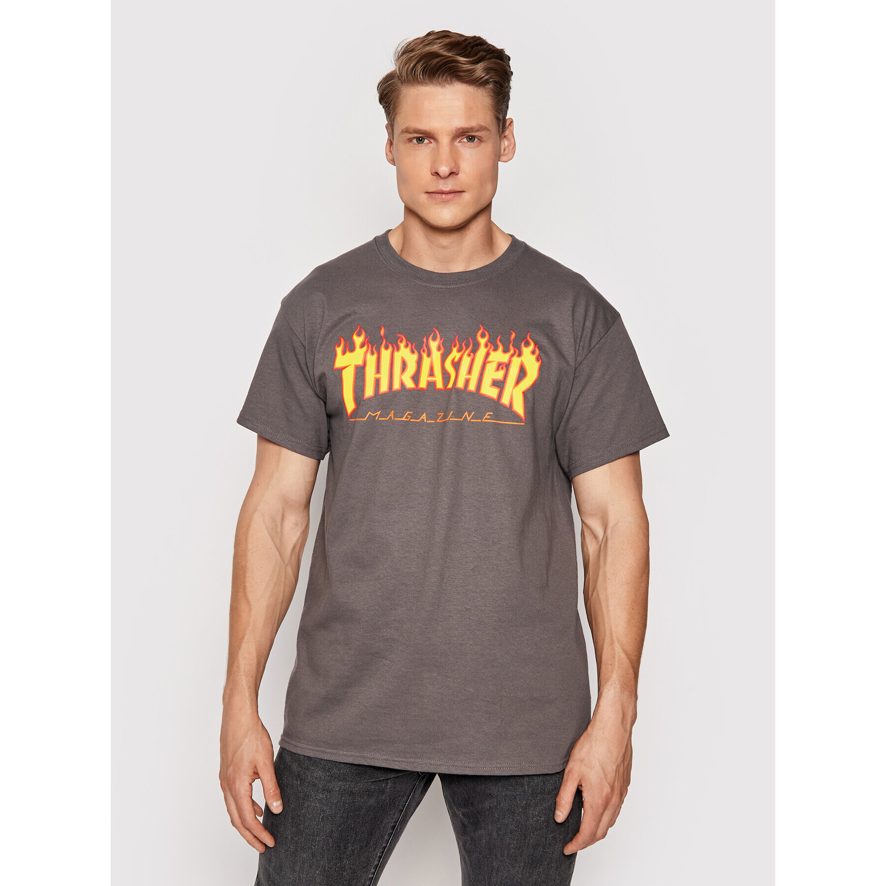 Thrasher Тишърт Flame Сив Regular Fit - Pepit.bg