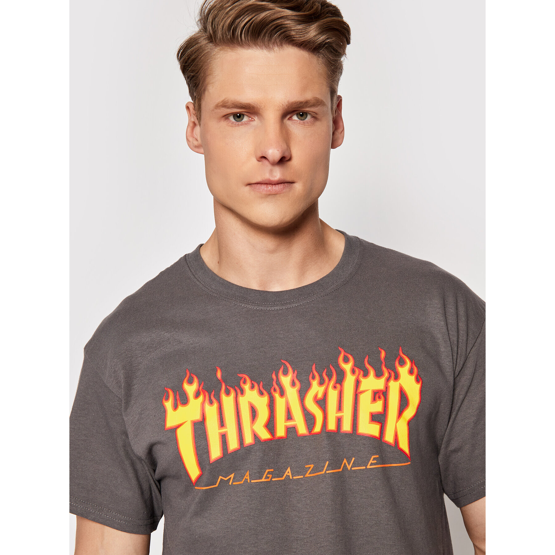 Thrasher Тишърт Flame Сив Regular Fit - Pepit.bg