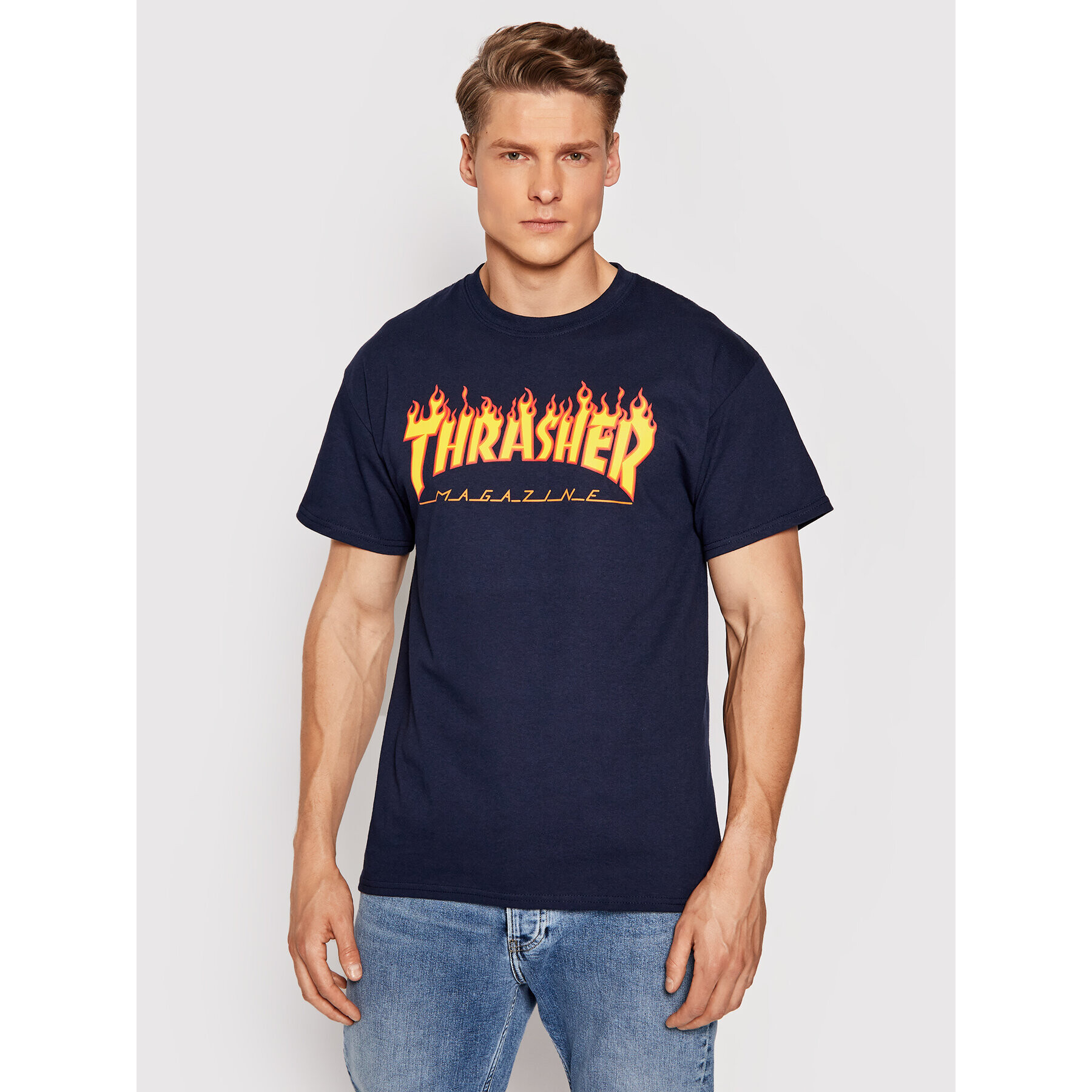 Thrasher Тишърт Flame Тъмносин Regular Fit - Pepit.bg