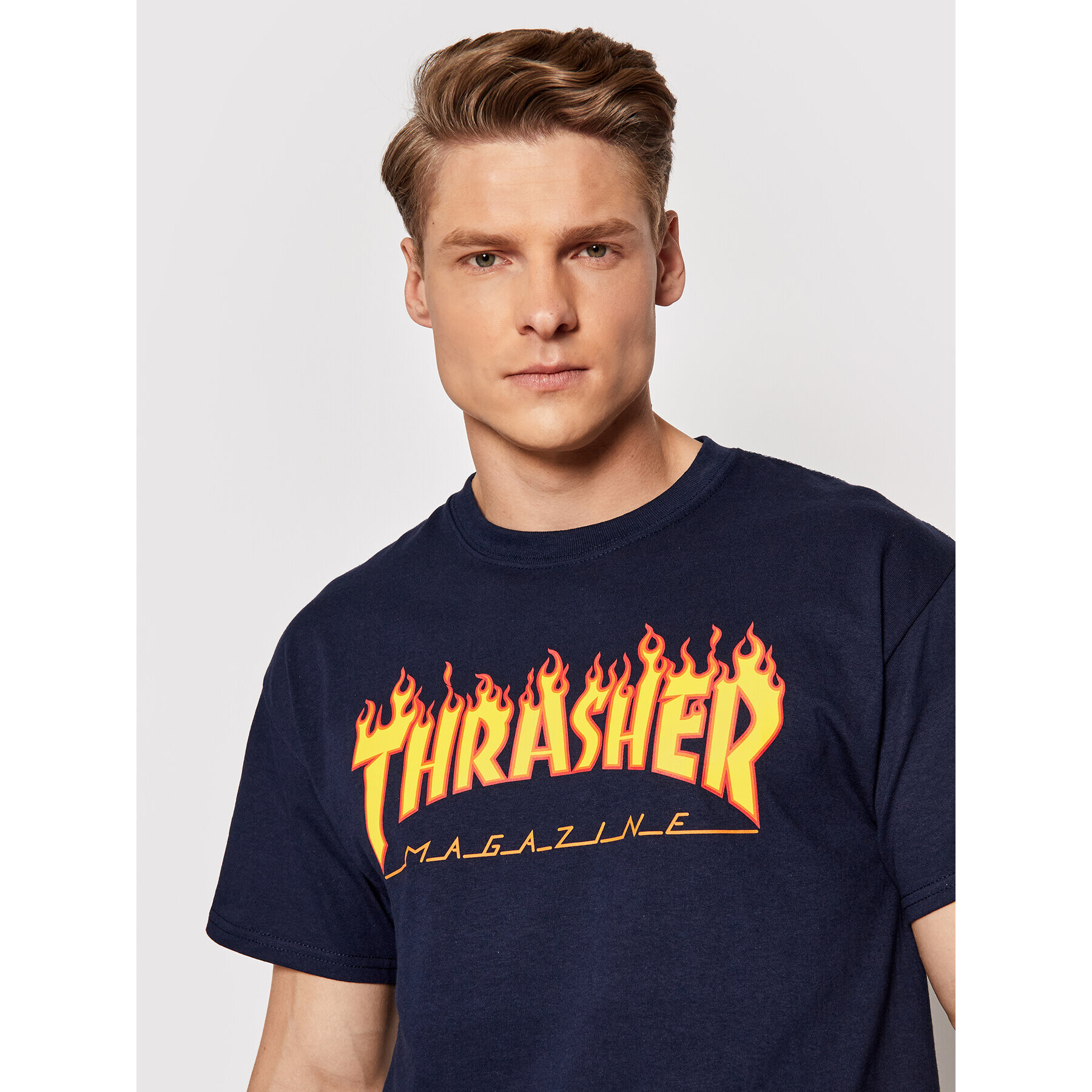 Thrasher Тишърт Flame Тъмносин Regular Fit - Pepit.bg