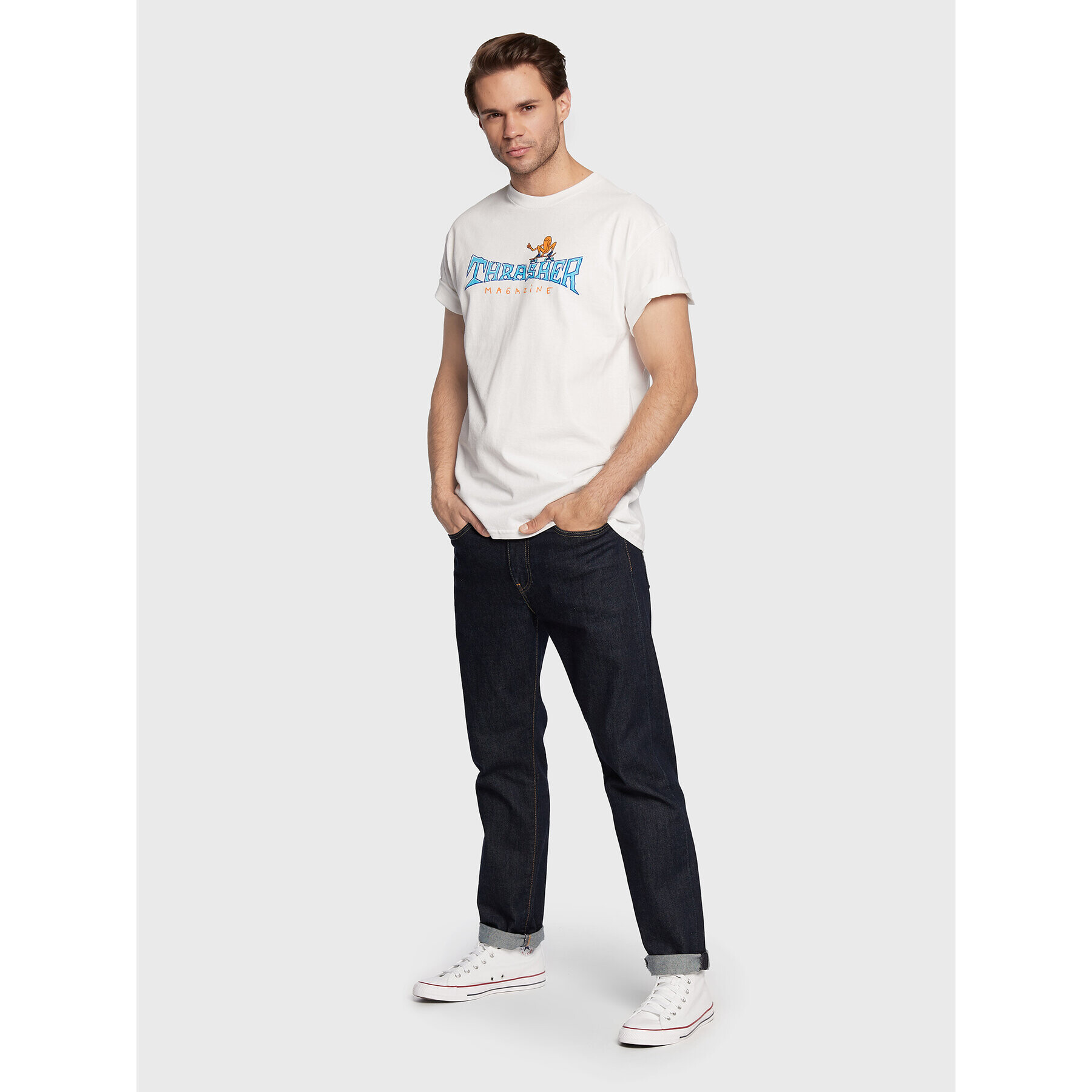 Thrasher Тишърт Gonz Thumbs Up Бял Regular Fit - Pepit.bg