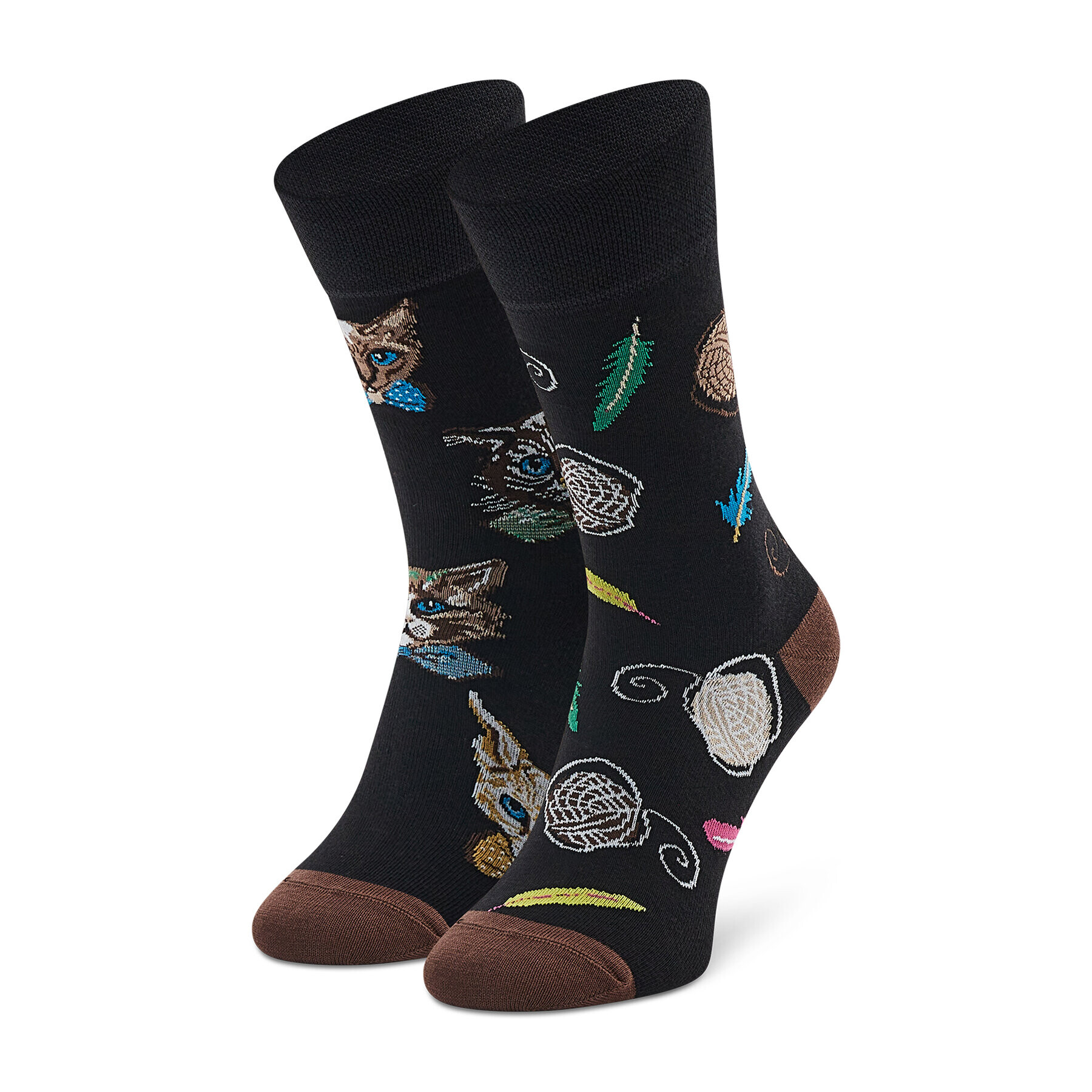 Todo Socks Дълги чорапи unisex Cat In A Bow Tie Черен - Pepit.bg