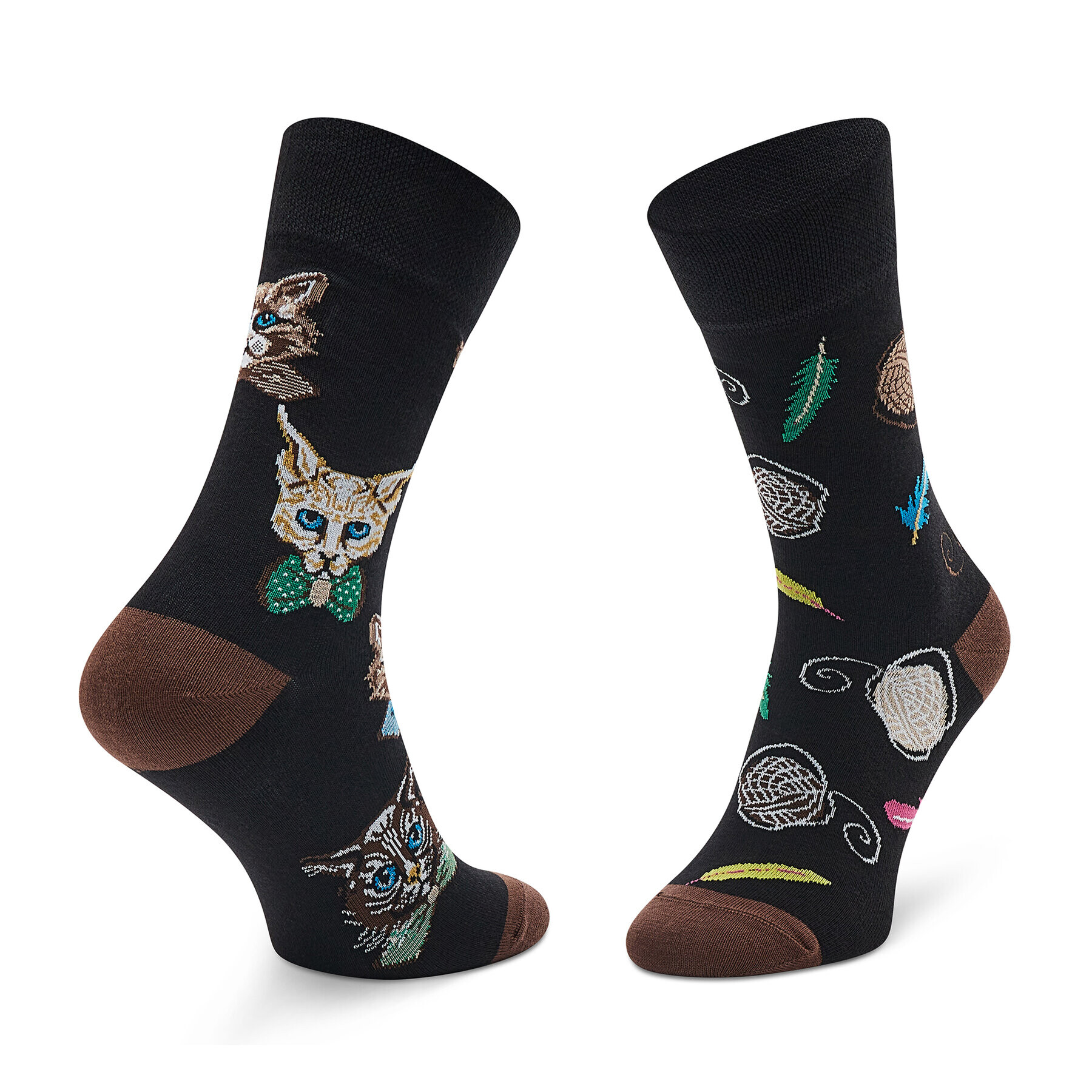 Todo Socks Дълги чорапи unisex Cat In A Bow Tie Черен - Pepit.bg