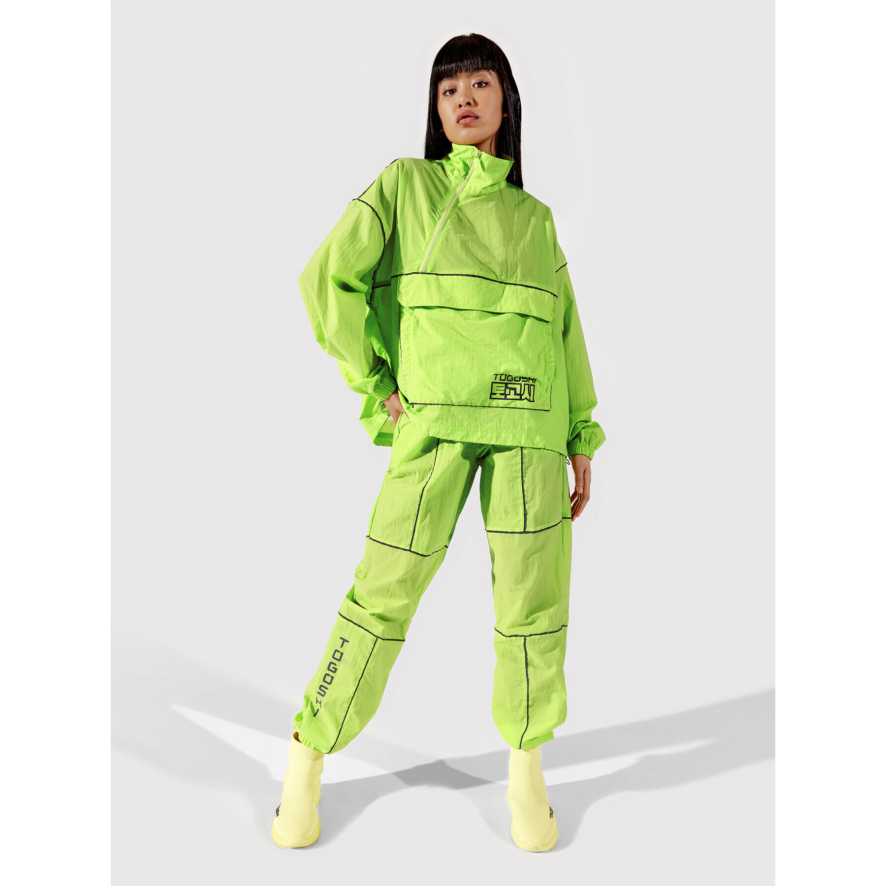 Togoshi Текстилни панталони TG22-SPD003 Зелен Oversize - Pepit.bg