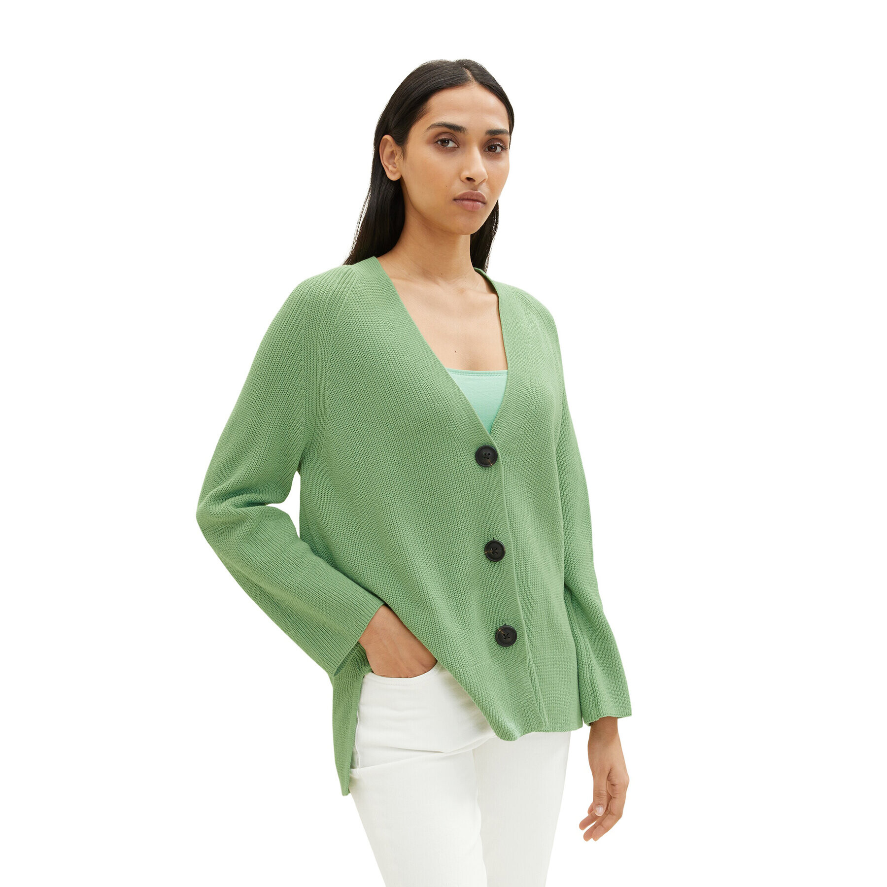 Tom Tailor Кардиган 1035305 Зелен Regular Fit - Pepit.bg