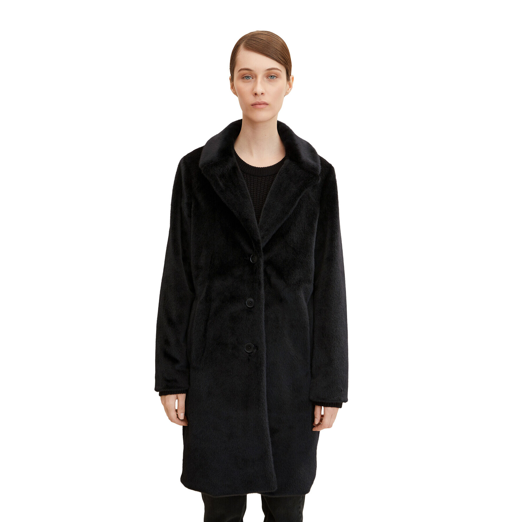 Tom Tailor Кожено палто 1033699 Черен Regular Fit - Pepit.bg