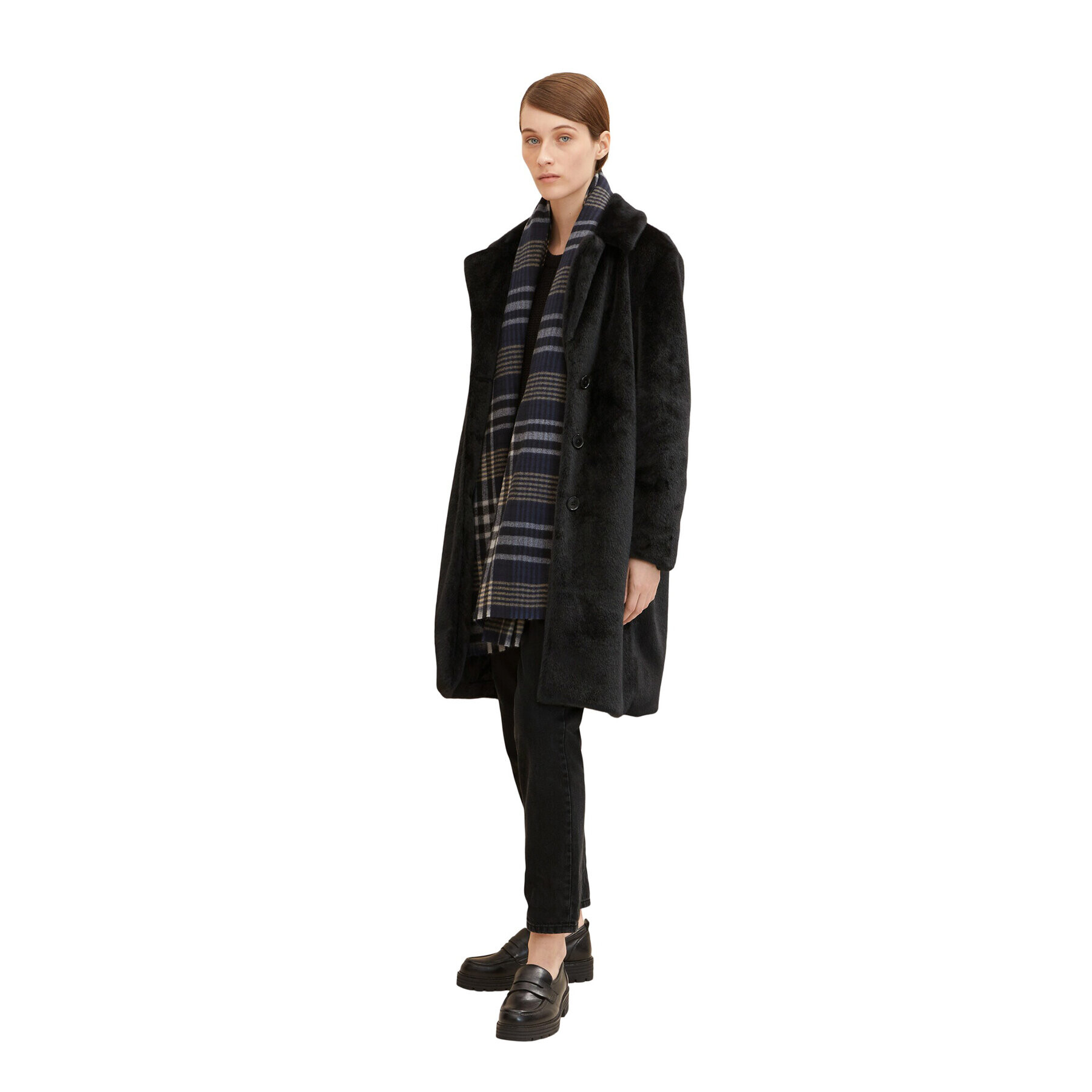 Tom Tailor Кожено палто 1033699 Черен Regular Fit - Pepit.bg