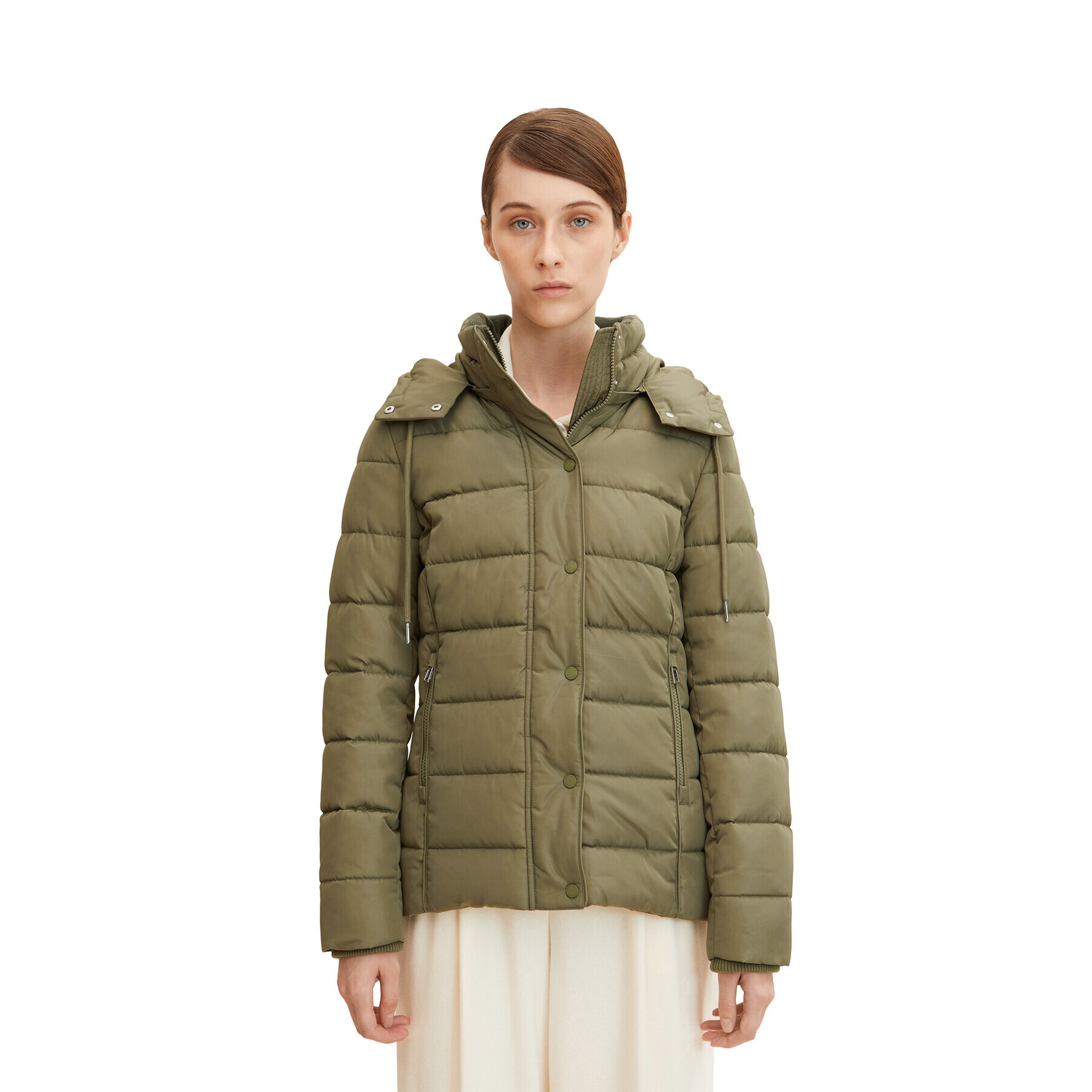 Tom Tailor Пухено яке 1032480 Зелен Regular Fit - Pepit.bg