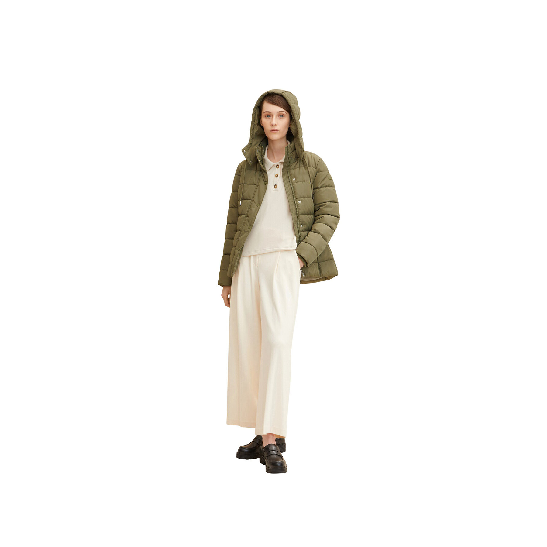 Tom Tailor Пухено яке 1032480 Зелен Regular Fit - Pepit.bg