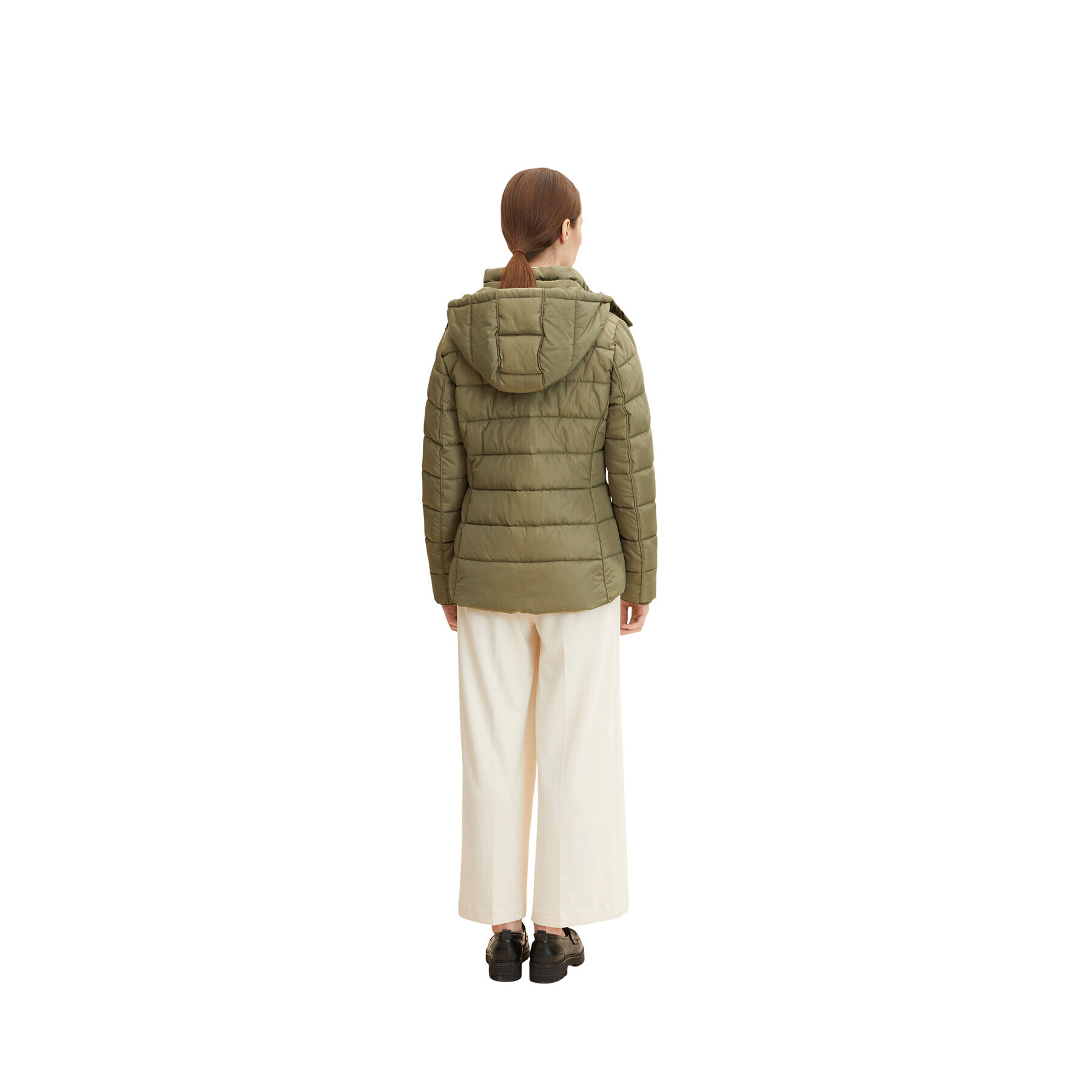 Tom Tailor Пухено яке 1032480 Зелен Regular Fit - Pepit.bg