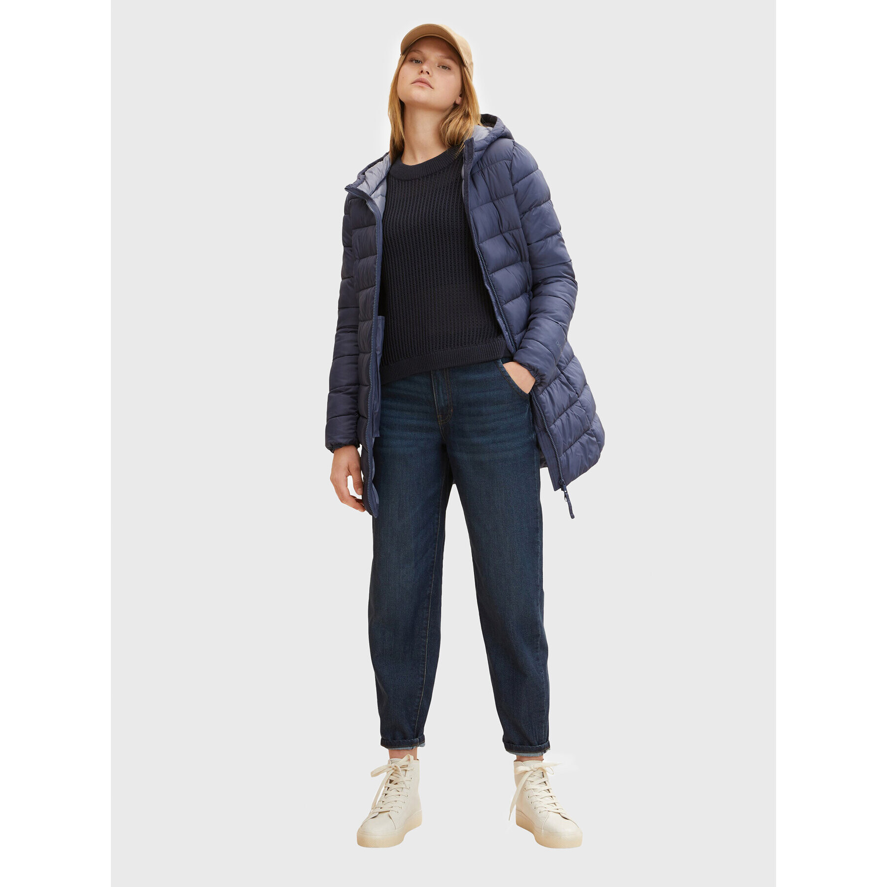 Tom Tailor Denim Пухено яке 1031391 Тъмносин Regular Fit - Pepit.bg