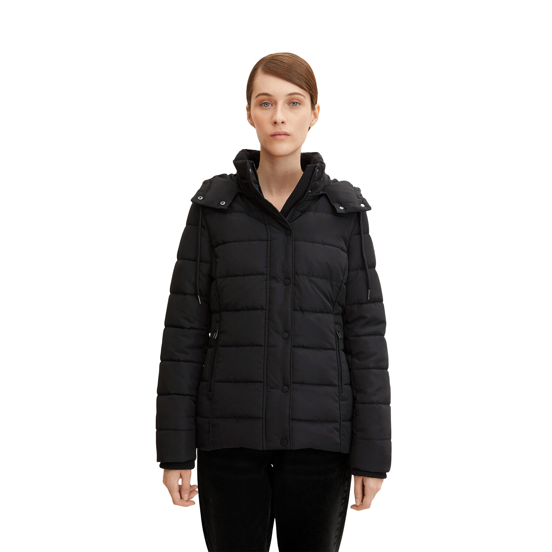 Tom Tailor Пухено яке 1032480 Черен Regular Fit - Pepit.bg